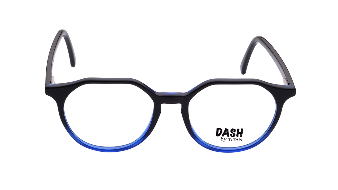 Image 1 of Black Geometric Eyeglasses for Kids from Dash Available at Titan Eye+