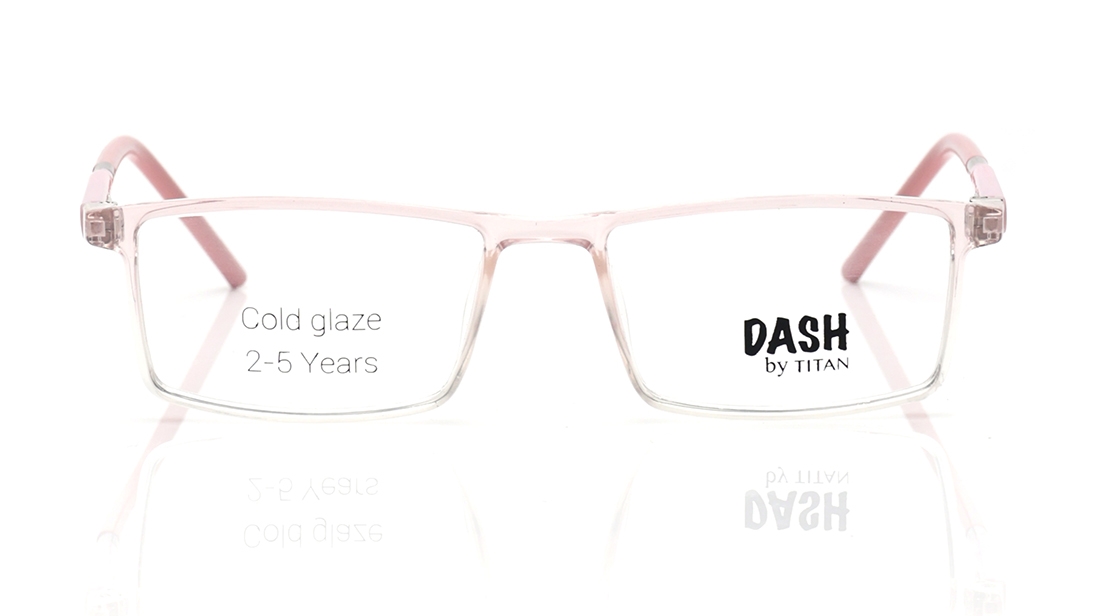 Image 1 of Pink Rectangle Eyeglasses for Kids from Dash Available at Titan Eye+