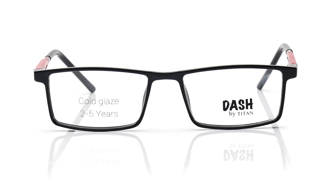 Image 1 of Black Rectangle Eyeglasses for Men and Women from Dash Available at Titan Eye+