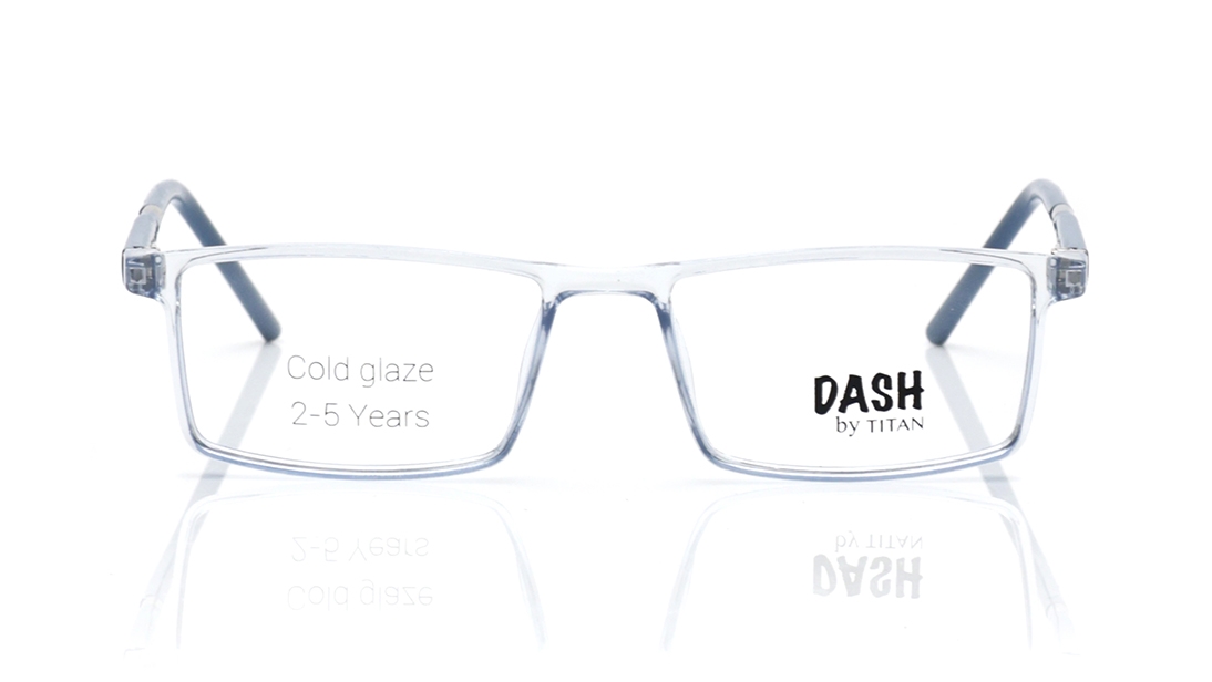 Image 1 of Blue Rectangle Eyeglasses for Men and Women from Dash Available at Titan Eye+