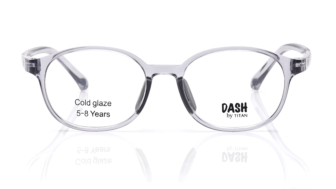 Image 1 of Grey Oval Eyeglasses for Men and Women from Dash Available at Titan Eye+