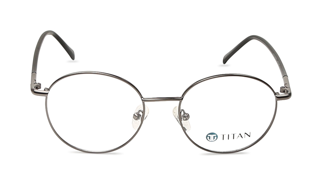 Image 1 of Gun Metal Oval Eyeglasses for Men from Ace by Titan Available at Titan Eye+