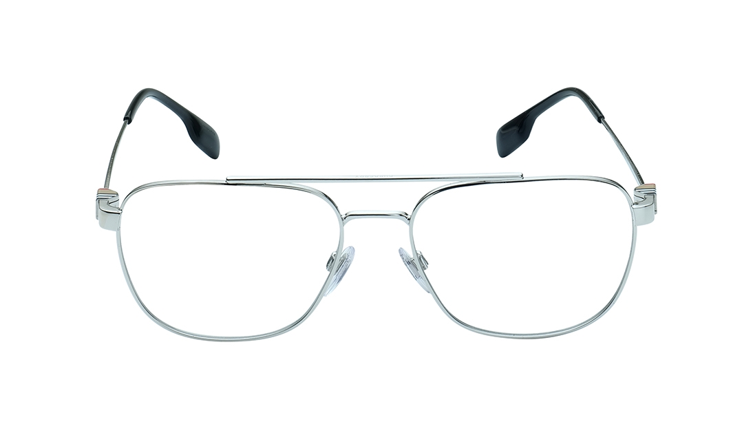 Image 1 of Silver Navigator Eyeglasses for Men from Burberry Available at Titan Eye+