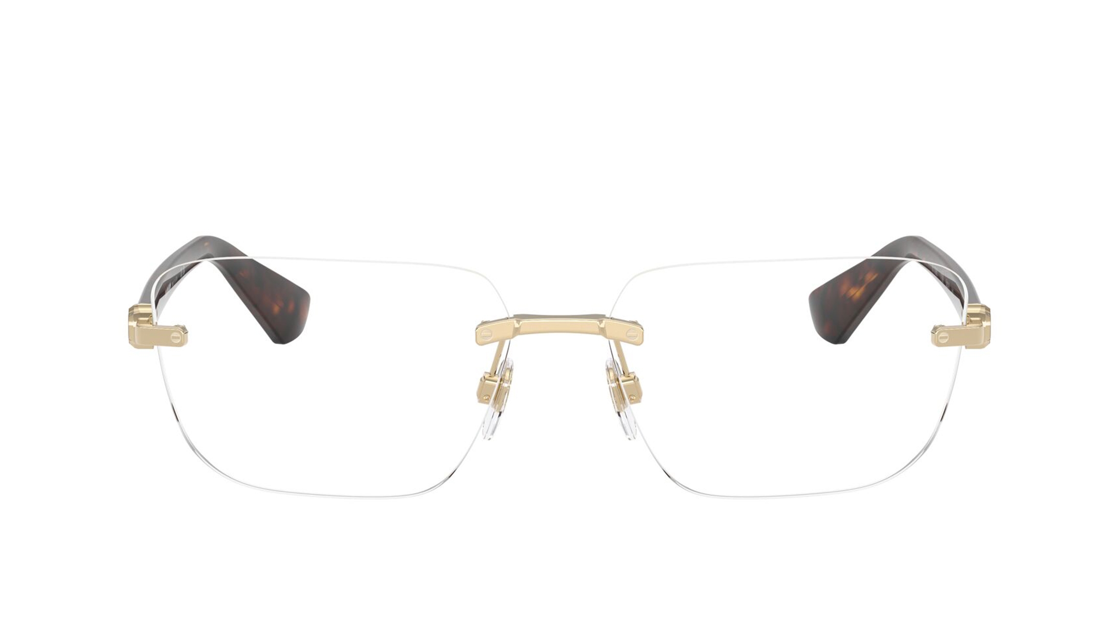 Image 1 of Gold Rectangle Eyeglasses for Men from Burberry Available at Titan Eye+