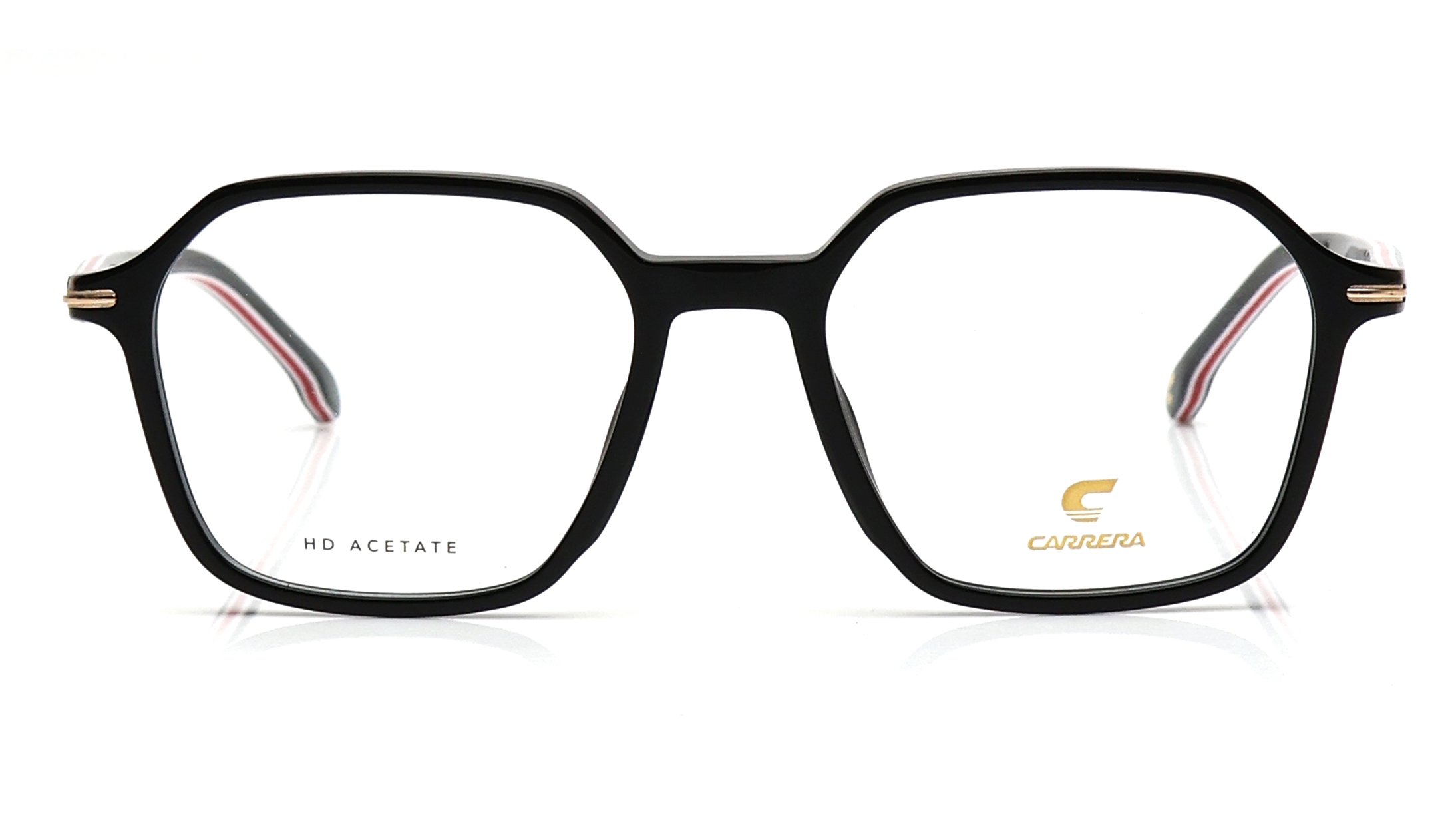 Image 1 of Black Geometric Eyeglasses for Men from Carrera Available at Titan Eye+