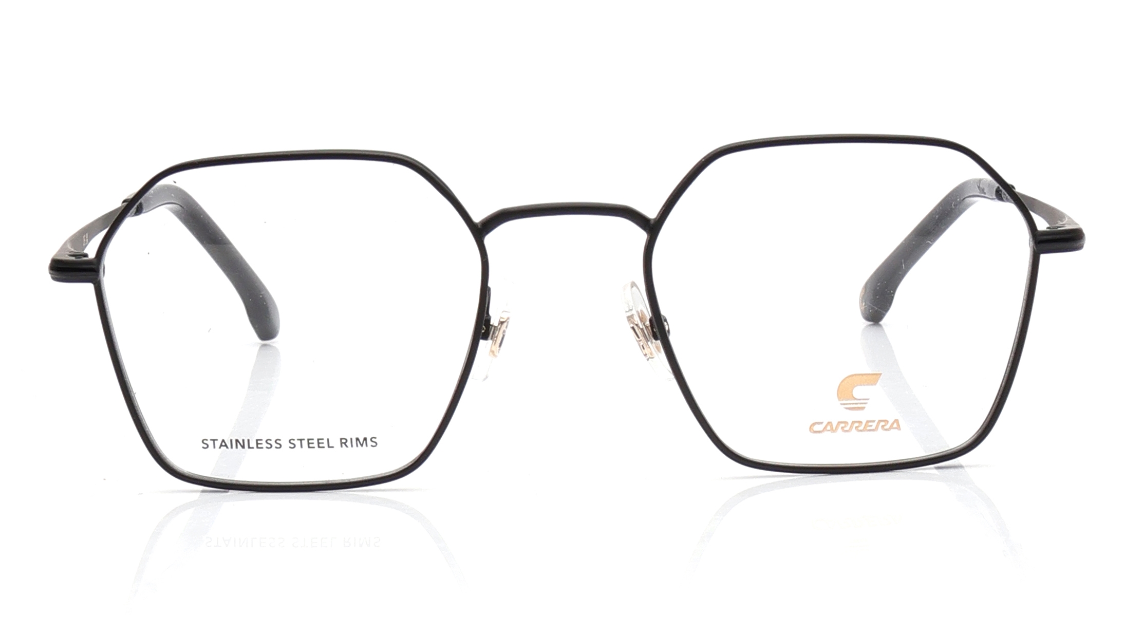 Image 1 of Black Geometric Eyeglasses for Men from Carrera Available at Titan Eye+