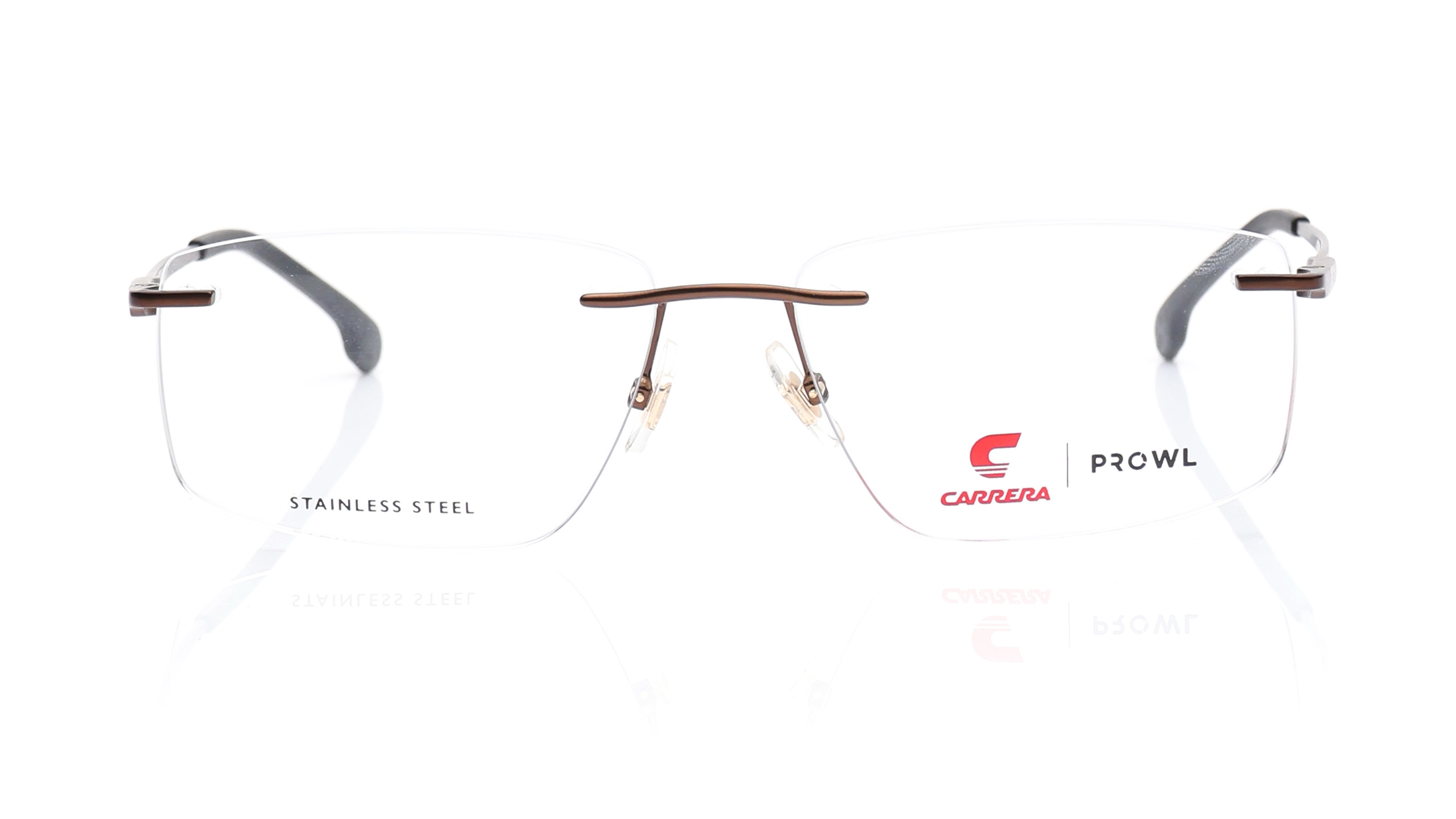 Image 1 of Brown Rectangle Eyeglasses for Men from Carrera Available at Titan Eye+