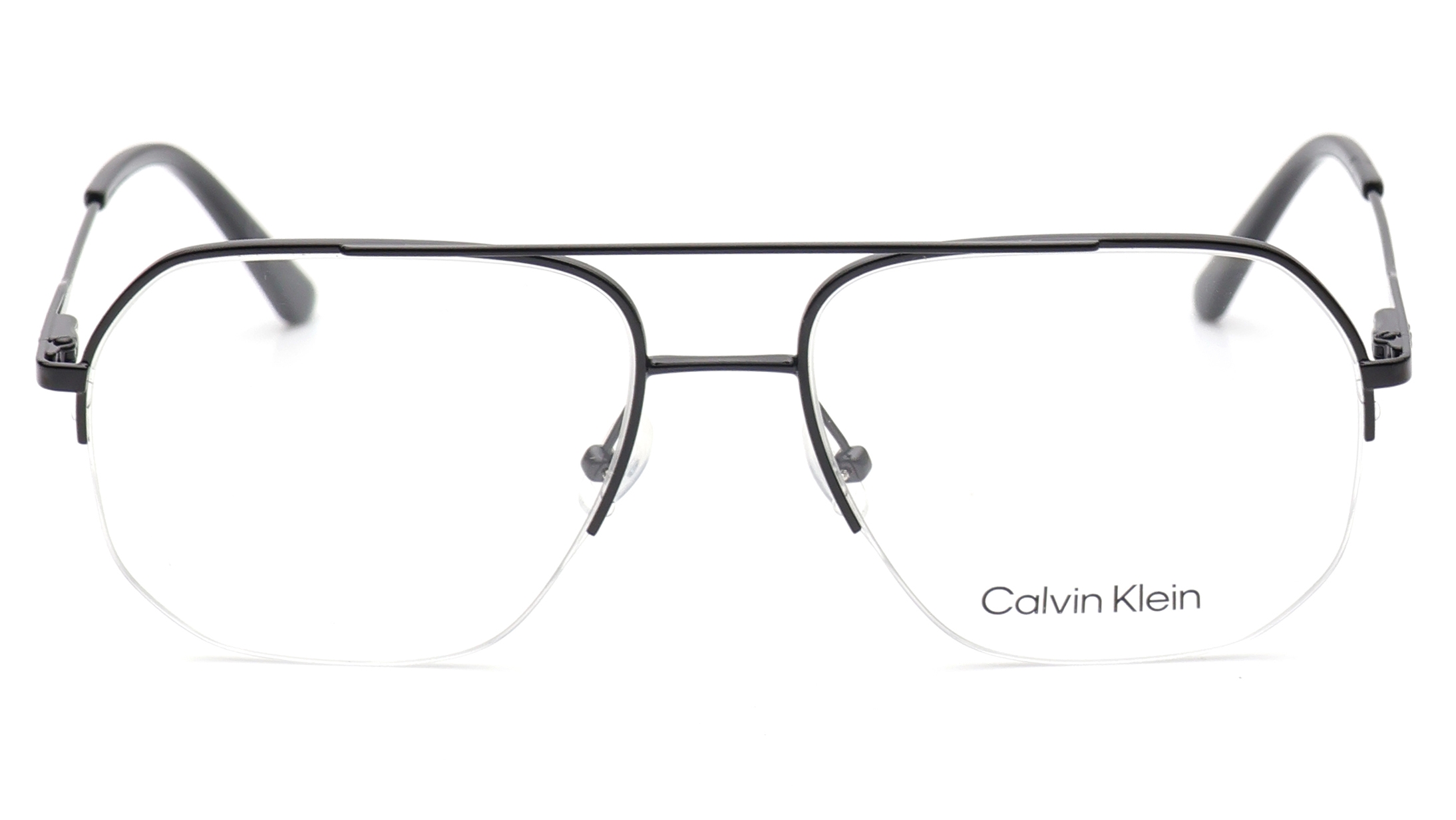 Image 1 of Black Navigator Eyeglasses for Men from Calvin Klein Available at Titan Eye+