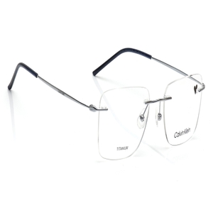 Image 2 of Silver Rectangle Eyeglasses for Men and Women from Calvin Klein Available at Titan Eye+