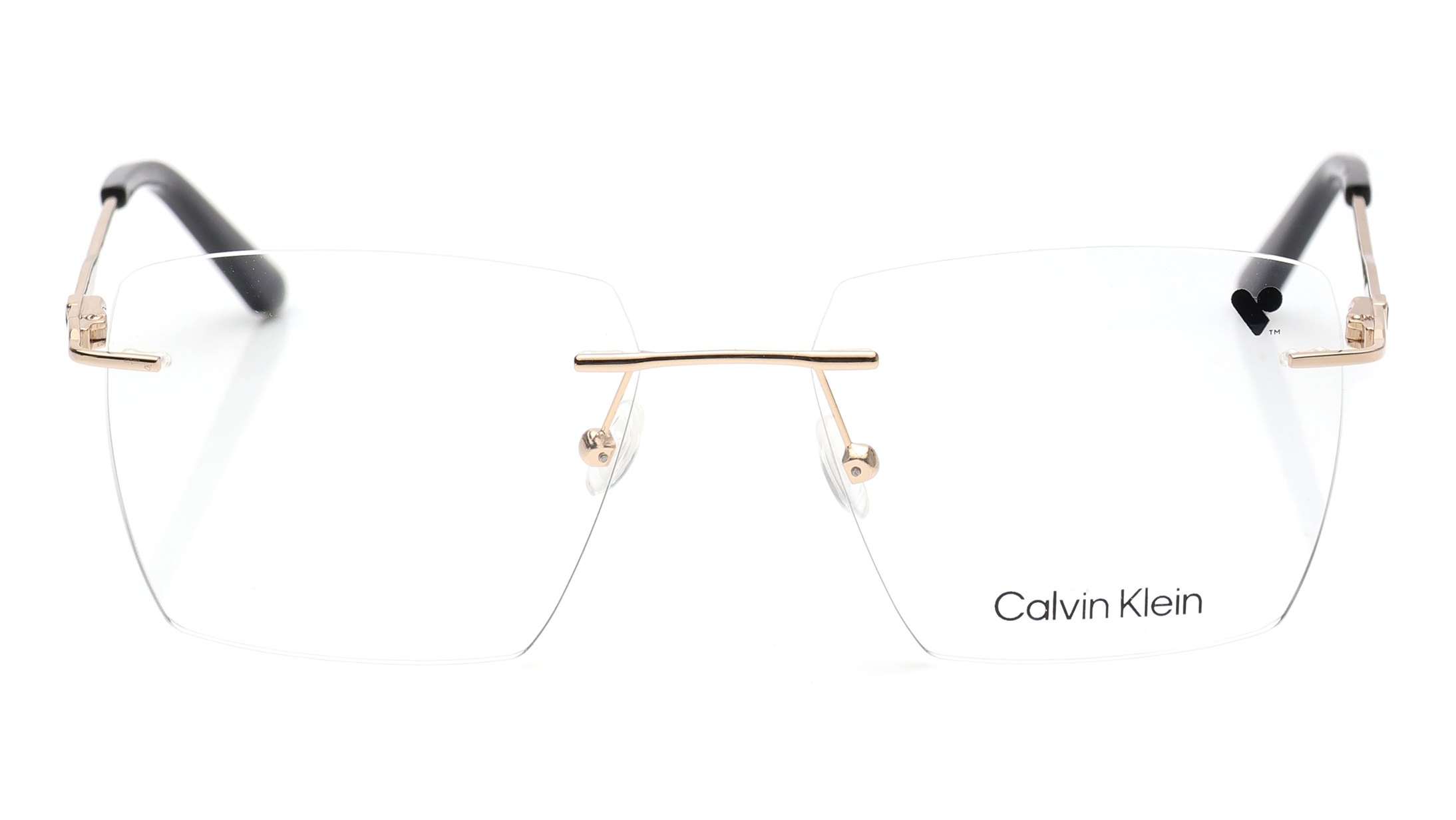 Image 1 of Gold Rectangle Eyeglasses for Men from Calvin Klein Available at Titan Eye+