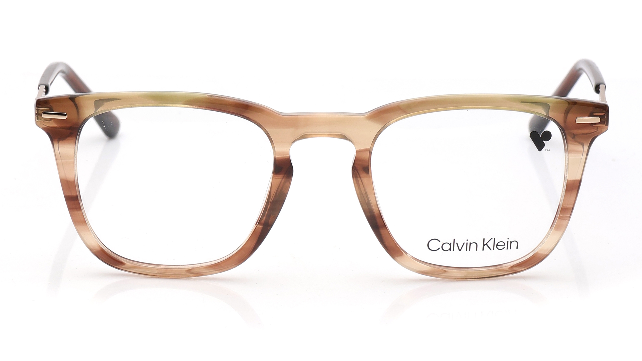 Image 1 of Brown Square Eyeglasses for Men from Calvin Klein Available at Titan Eye+