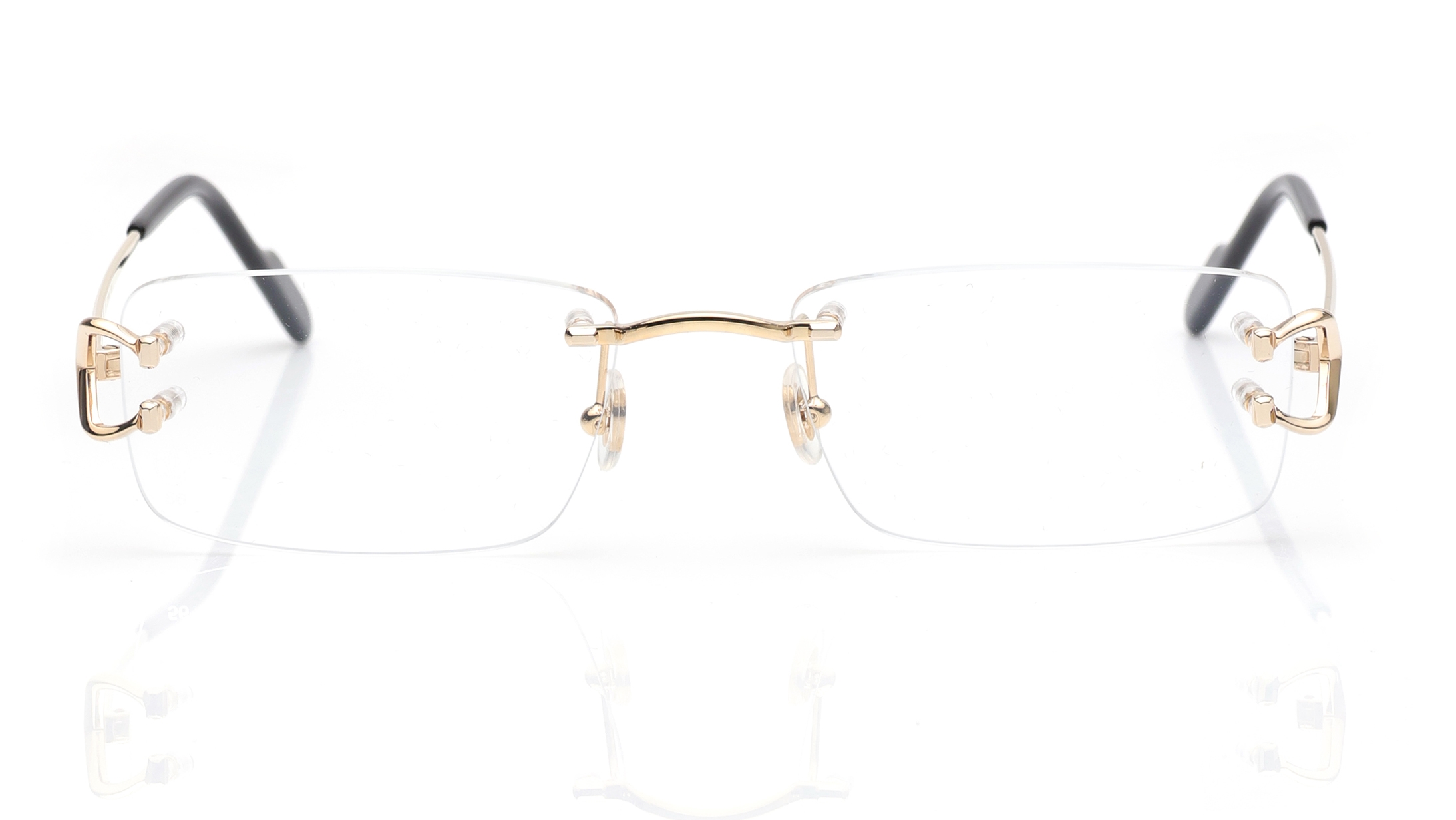 Image 1 of Gold Rectangle Eyeglasses for Men from Calvin Klein Available at Titan Eye+