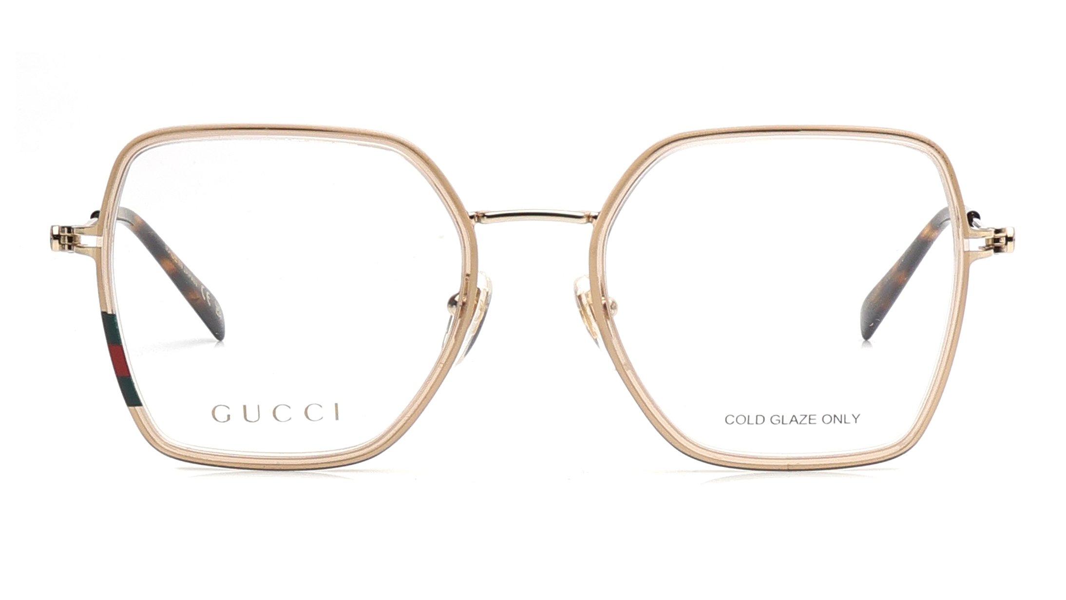 Image 1 of Gold Geometric Eyeglasses for Women from Gucci Available at Titan Eye+