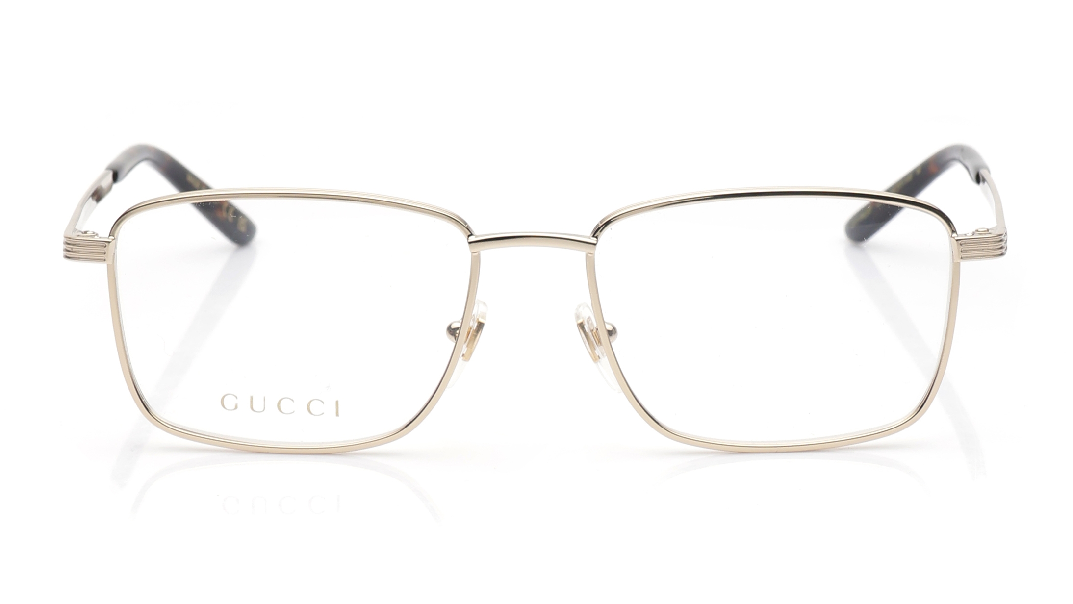 Image 1 of Gold Rectangle Eyeglasses for Men from Gucci Available at Titan Eye+