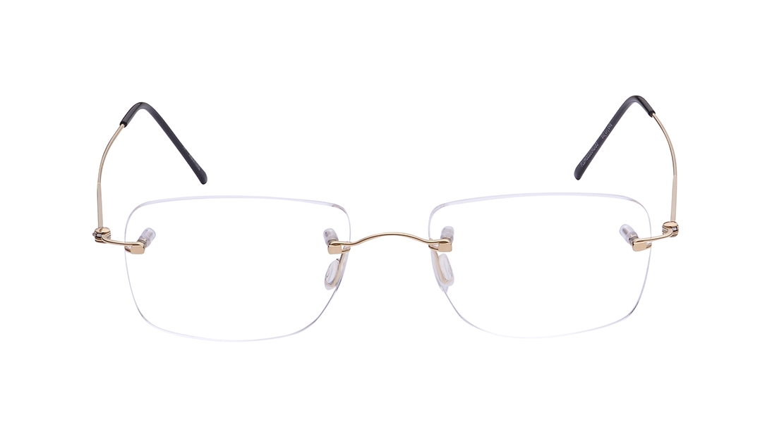Image 1 of Gold Rectangle Eyeglasses for Men and Women from Zefr Available at Titan Eye+