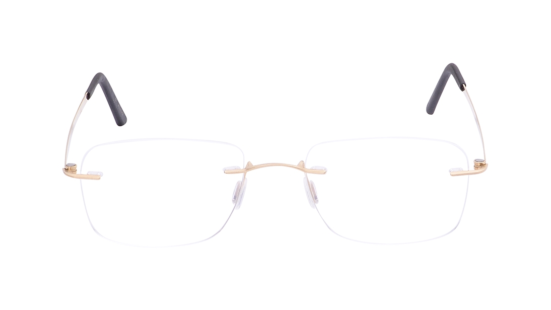 Image 1 of Gold Rectangle Eyeglasses for Men and Women from Zefr Available at Titan Eye+