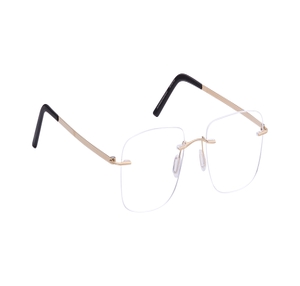 Image 2 of Gold Rectangle Eyeglasses for Men and Women from Zefr Available at Titan Eye+
