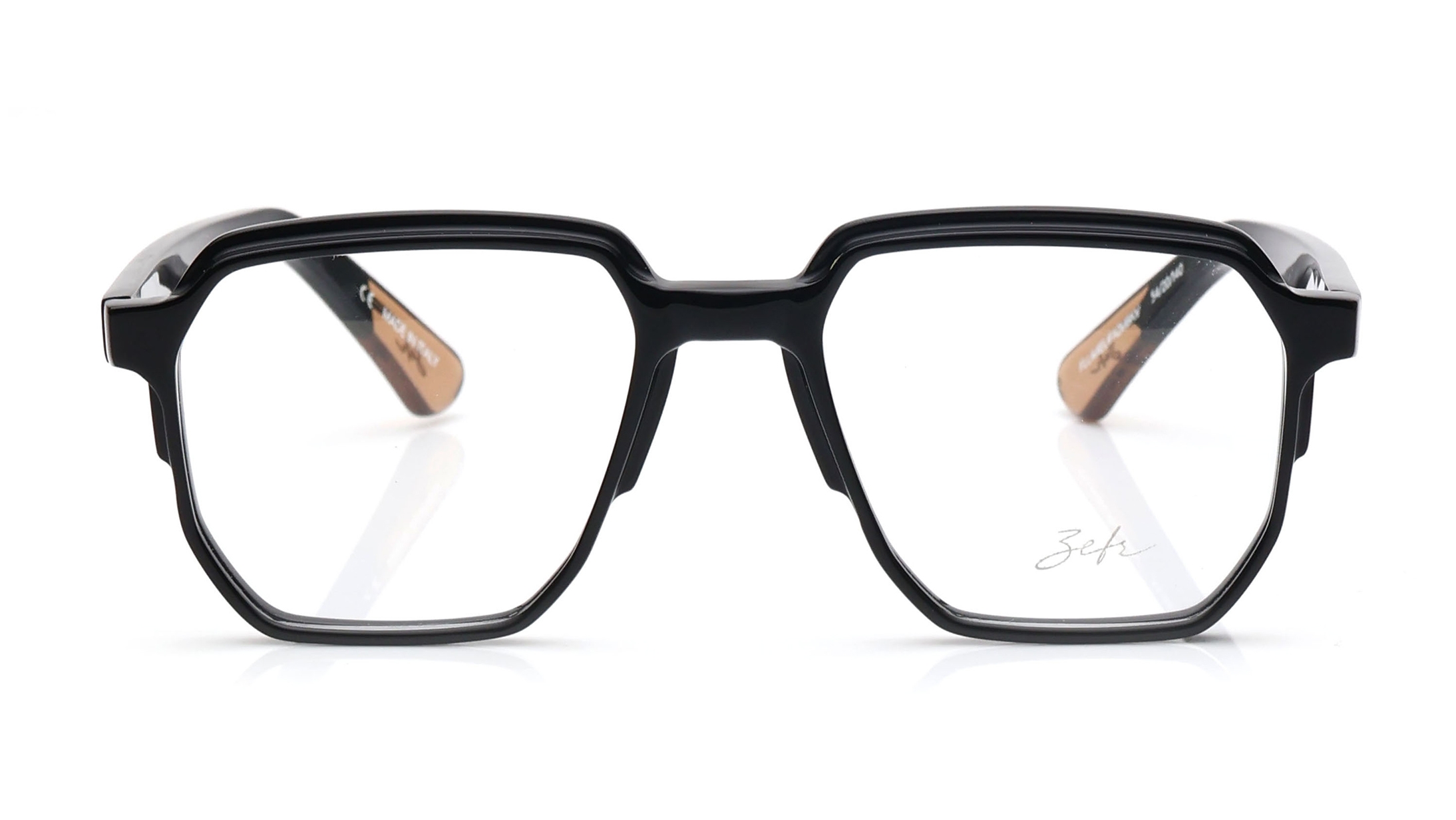 Image 1 of Black Geometric Eyeglasses for Men and Women from Zefr Available at Titan Eye+