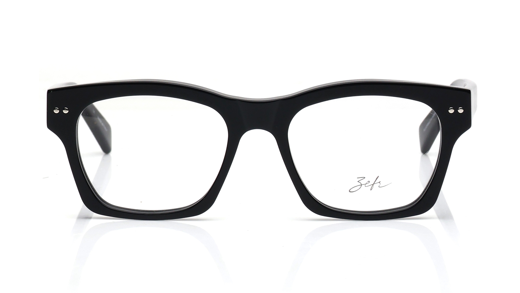 Image 1 of Black Square Eyeglasses for Men and Women from Zefr Available at Titan Eye+