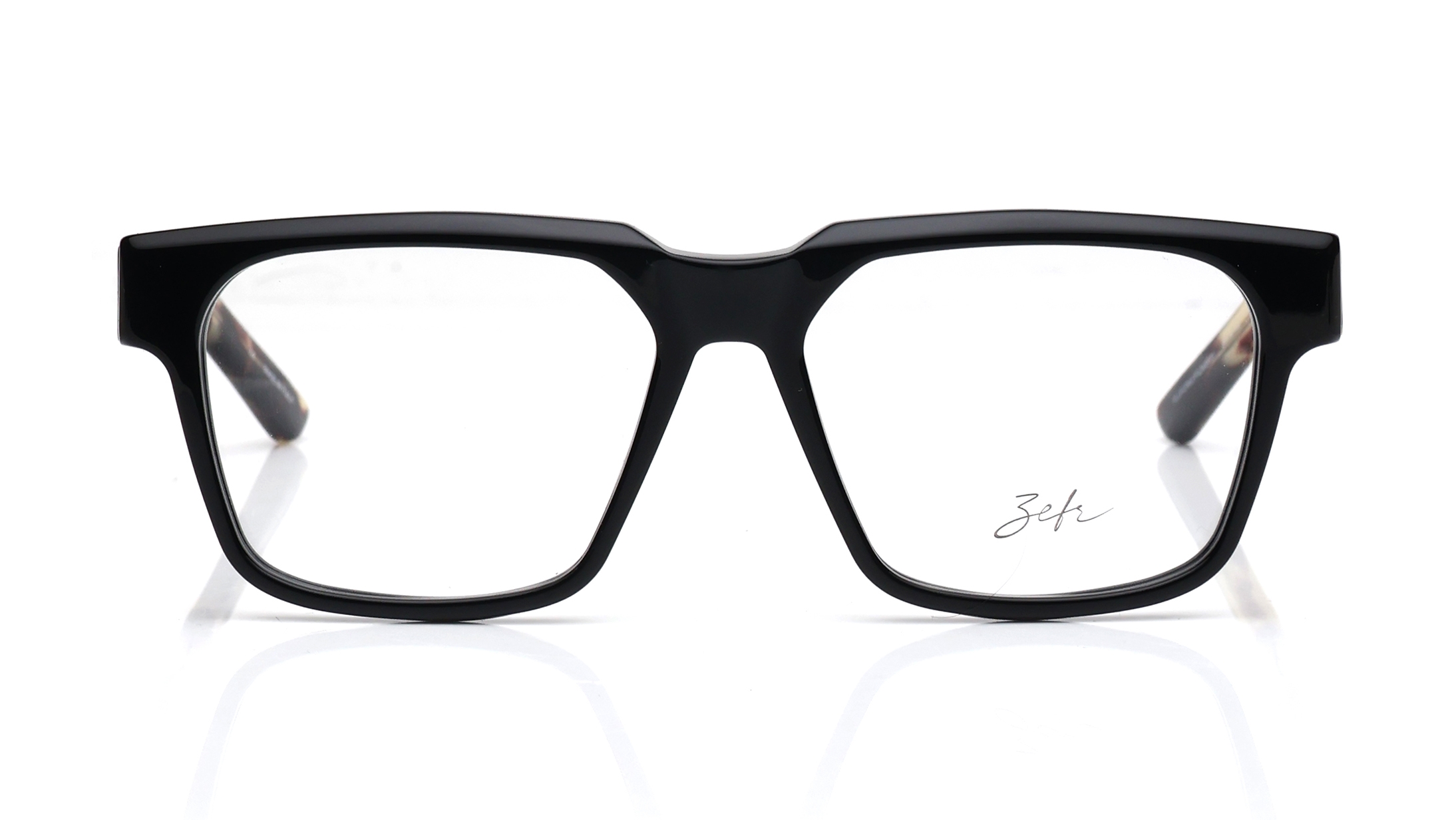 Image 1 of Black Square Eyeglasses for Men and Women from Zefr Available at Titan Eye+