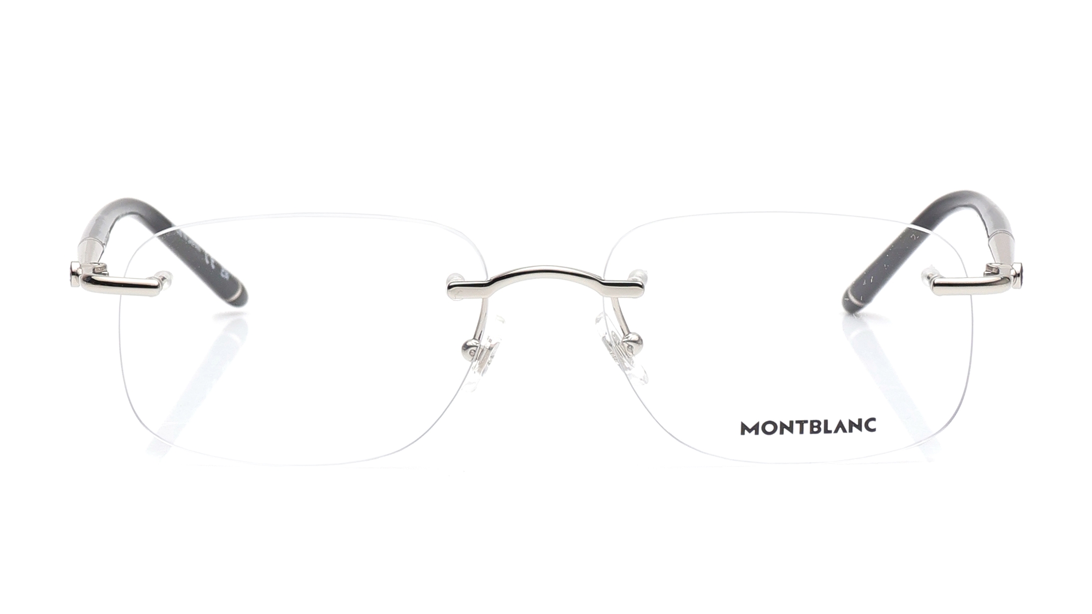 Image 1 of Silver Rectangle Eyeglasses for Men from Montblanc Available at Titan Eye+
