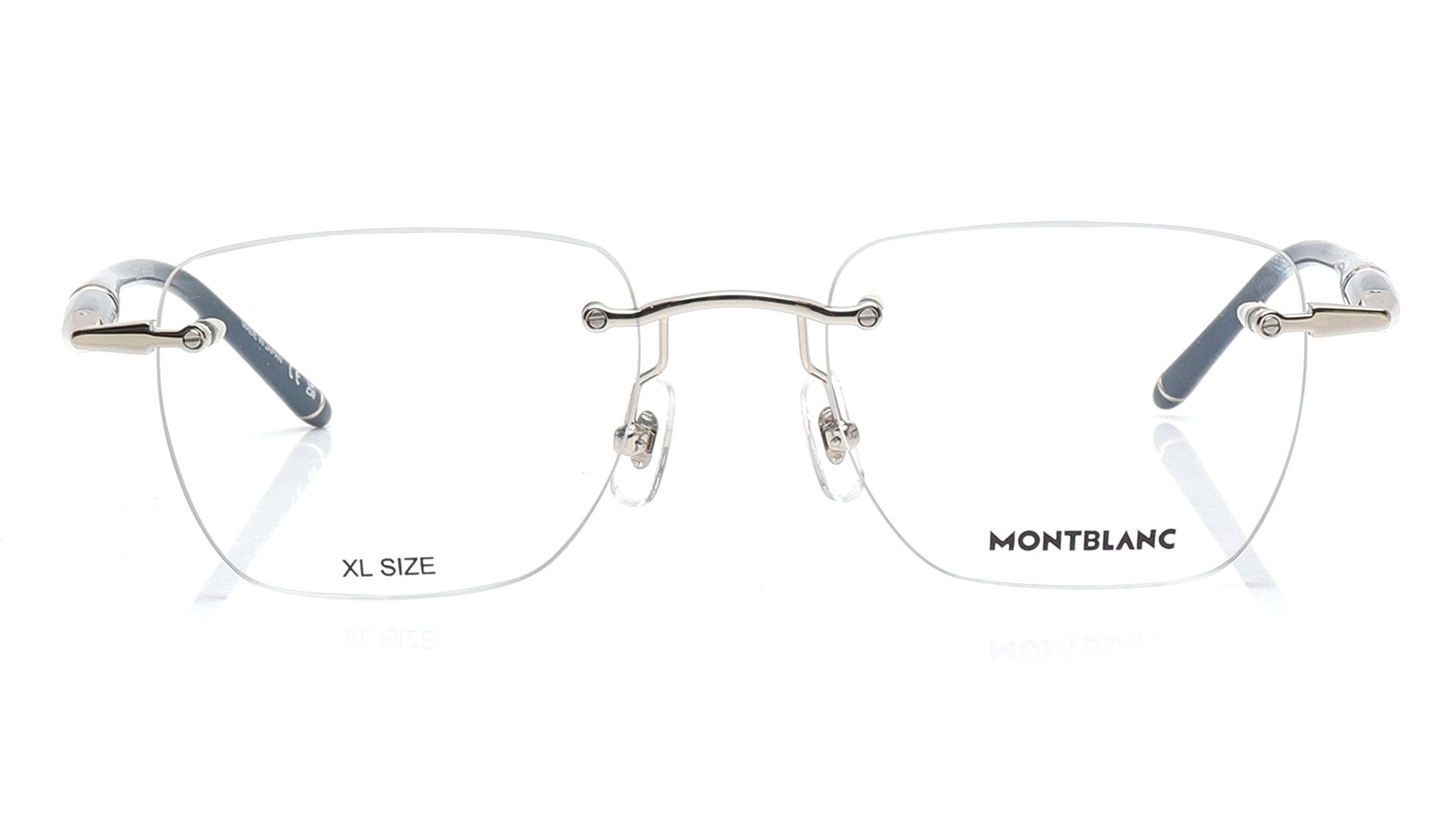 Image 1 of Silver Square Eyeglasses for Men from Montblanc Available at Titan Eye+