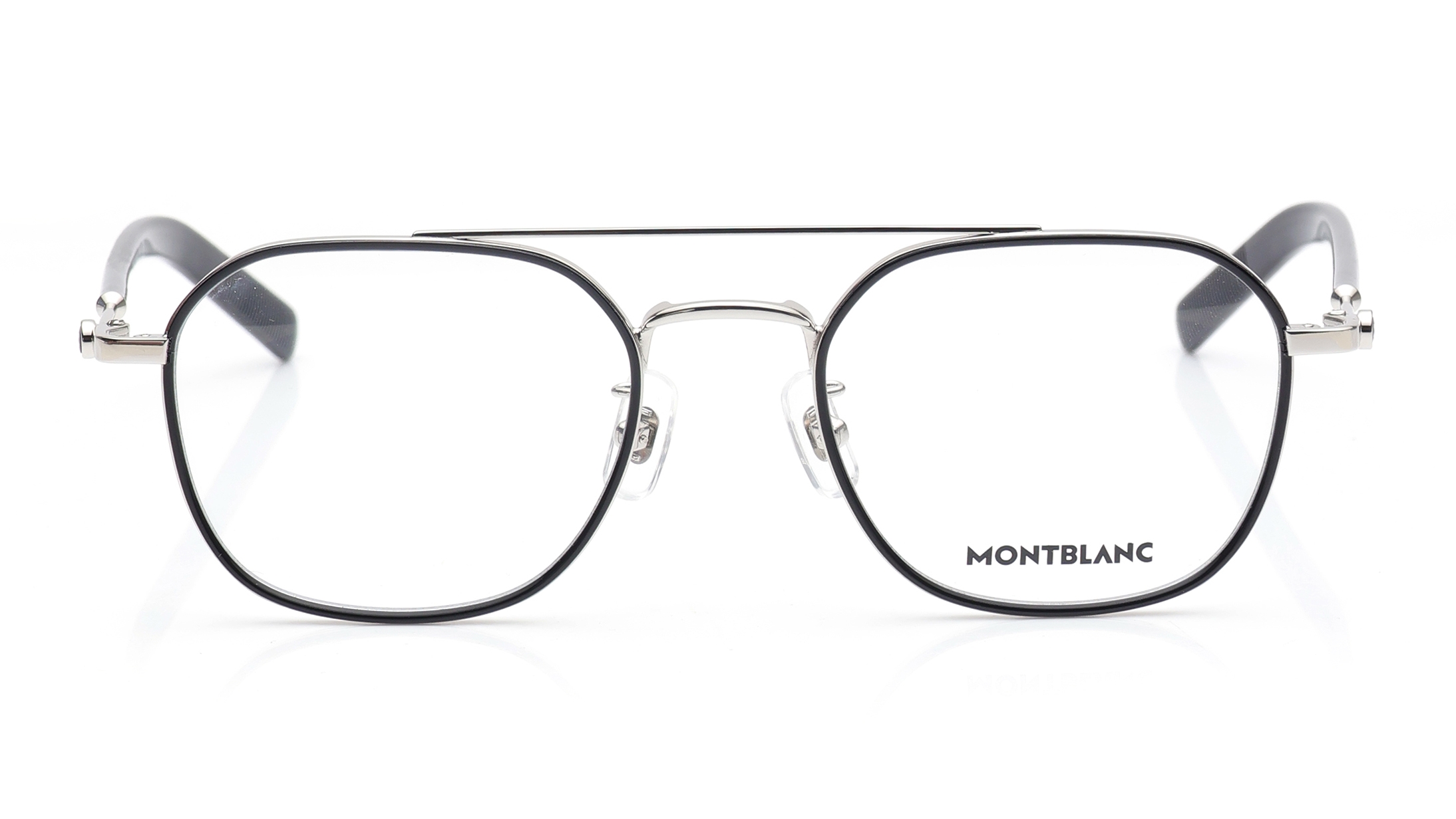 Image 1 of Black Navigator Eyeglasses for Men from Montblanc Available at Titan Eye+