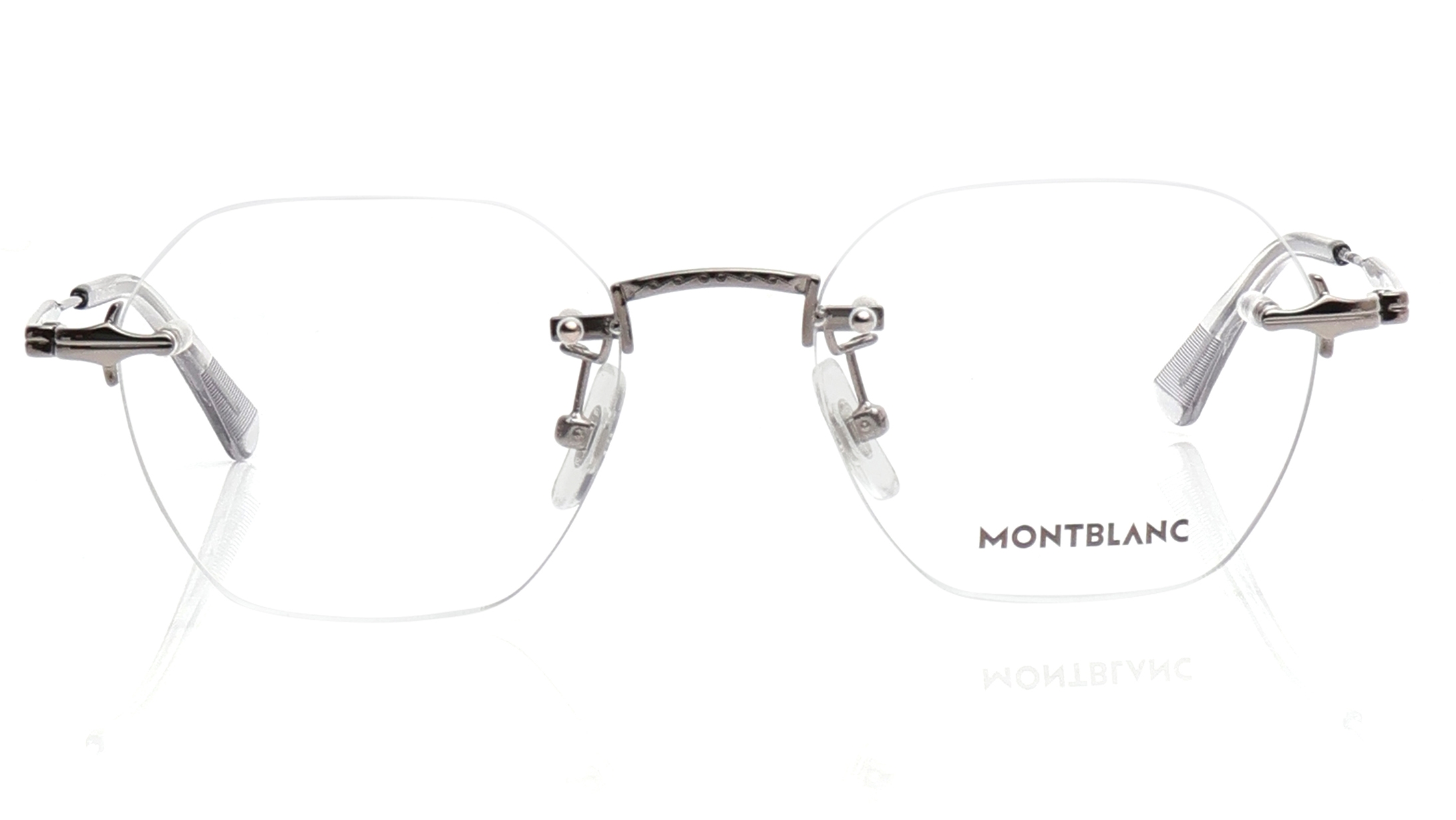 Image 1 of Grey Round Eyeglasses for Men from Montblanc Available at Titan Eye+
