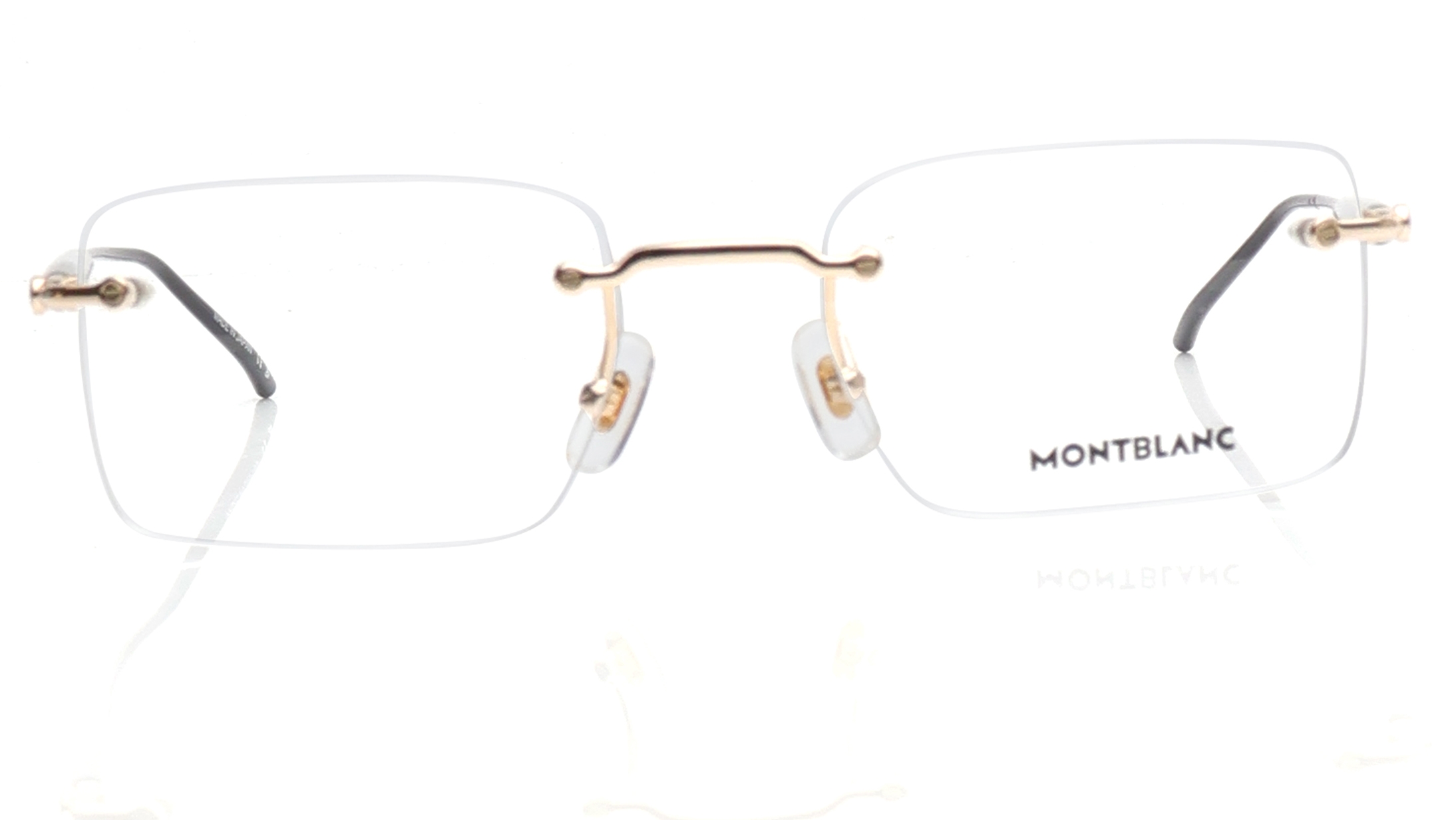 Image 1 of Gold Rectangle Eyeglasses for Men from Montblanc Available at Titan Eye+