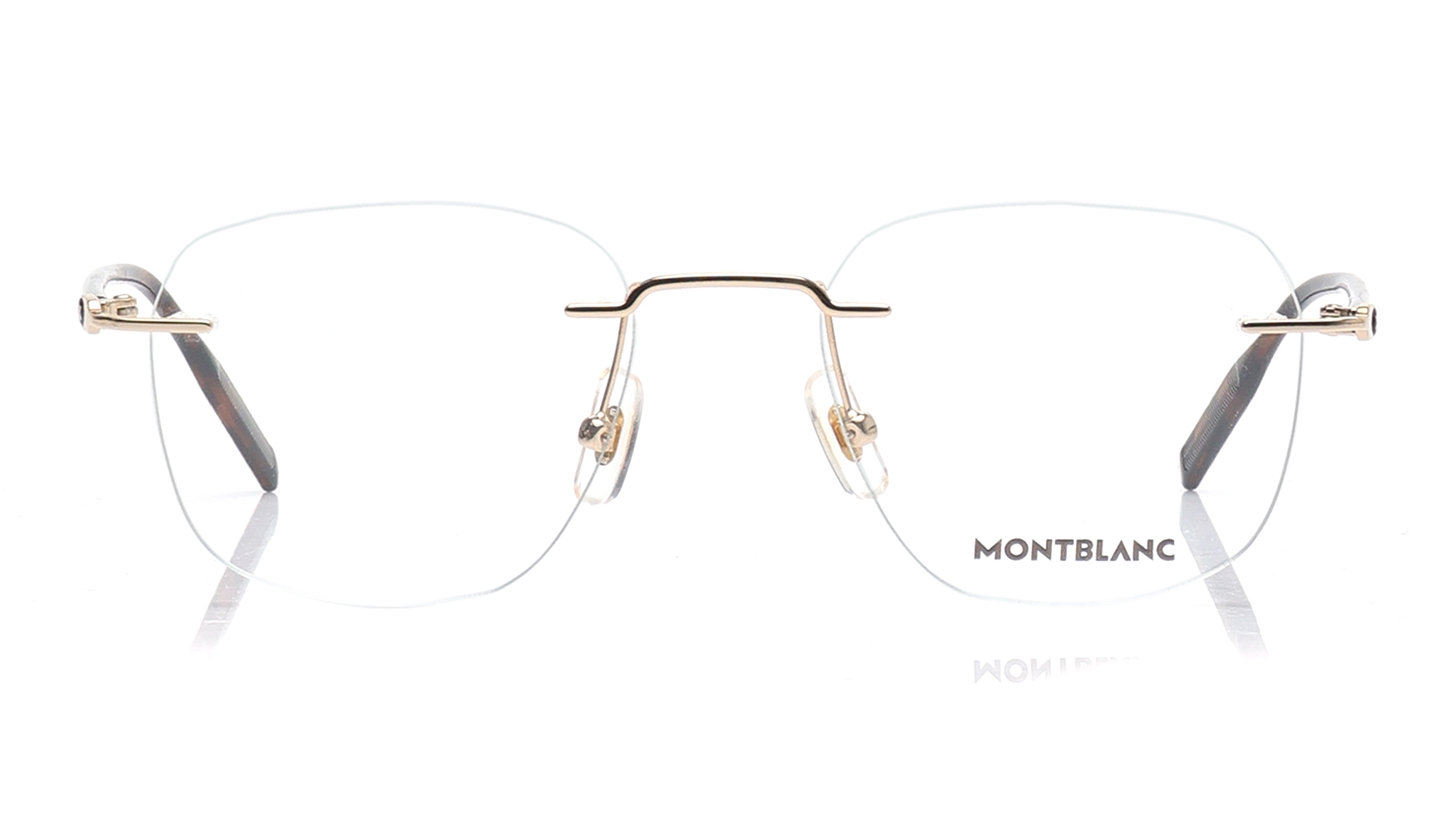 Image 1 of Gold Round Eyeglasses for Men from Montblanc Available at Titan Eye+
