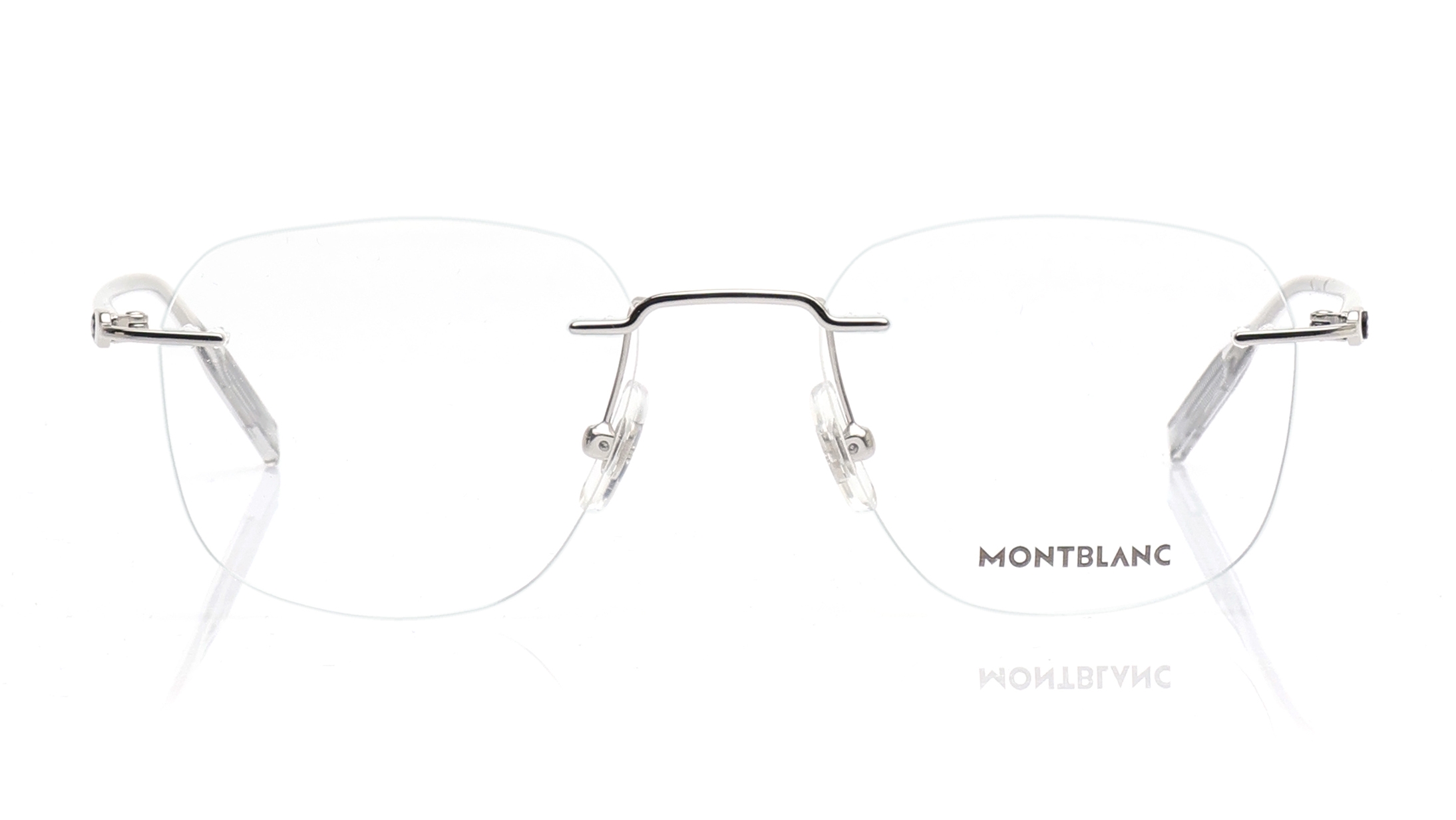 Image 1 of Silver Round Eyeglasses for Men from Montblanc Available at Titan Eye+