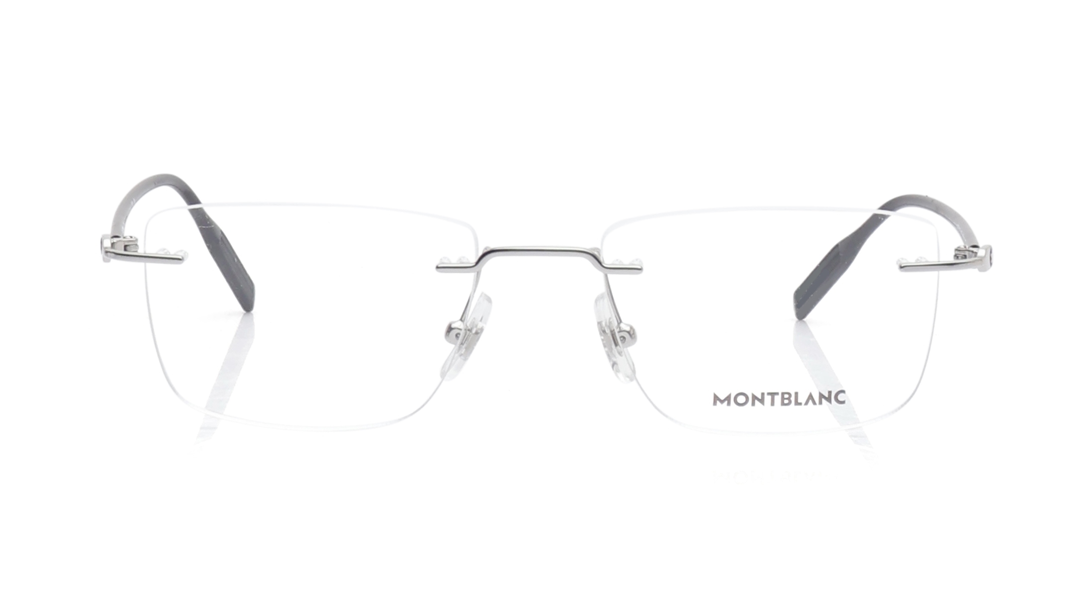 Image 1 of Silver Rectangle Eyeglasses for Men from Montblanc Available at Titan Eye+