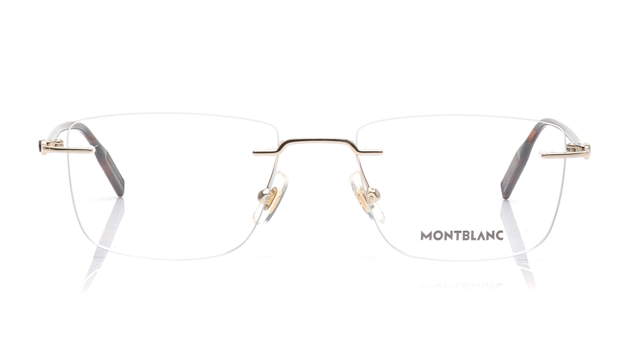 Image 1 of Gold Rectangle Eyeglasses for Men from Montblanc Available at Titan Eye+