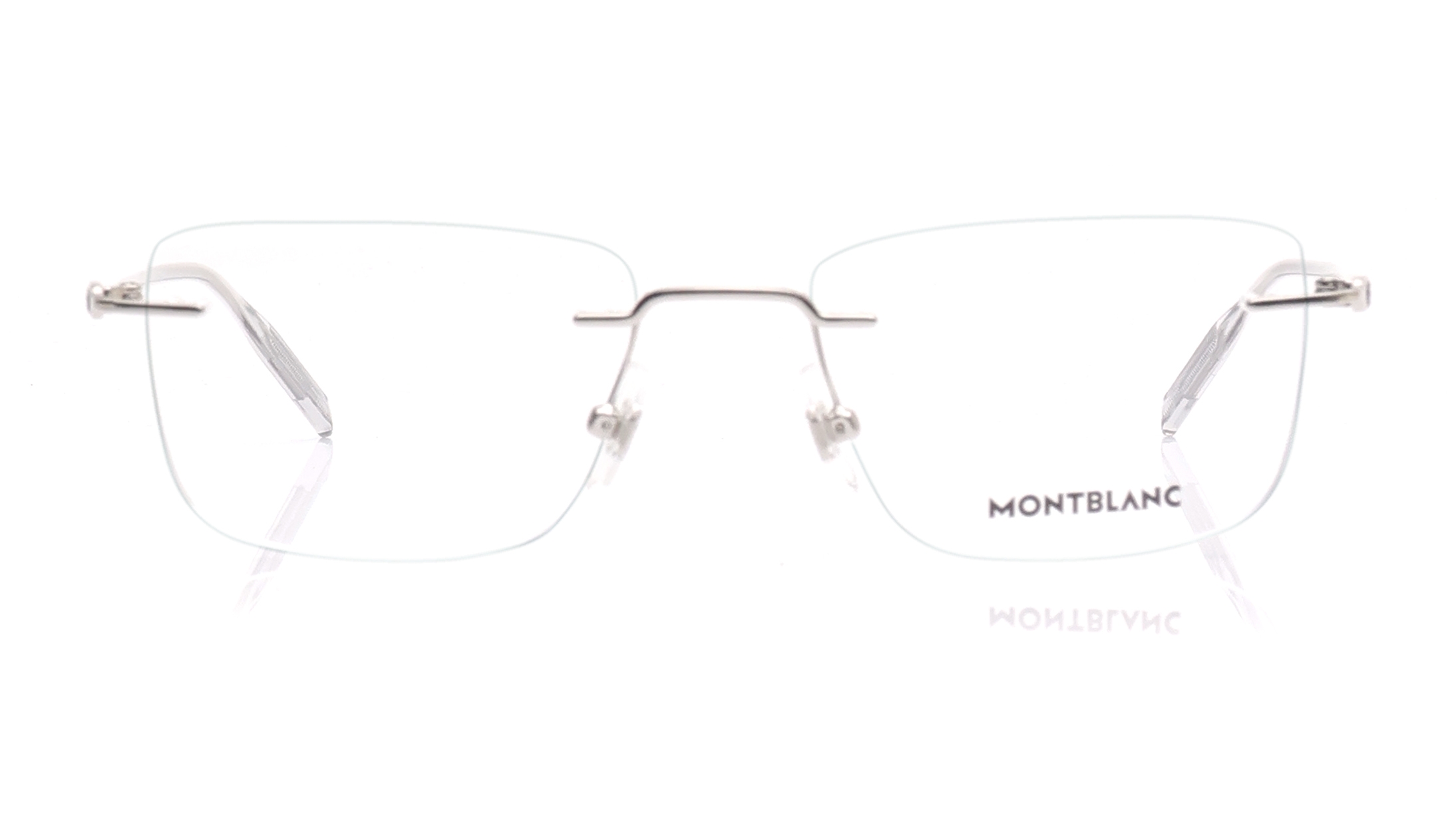 Image 1 of Silver Rectangle Eyeglasses for Men from Montblanc Available at Titan Eye+