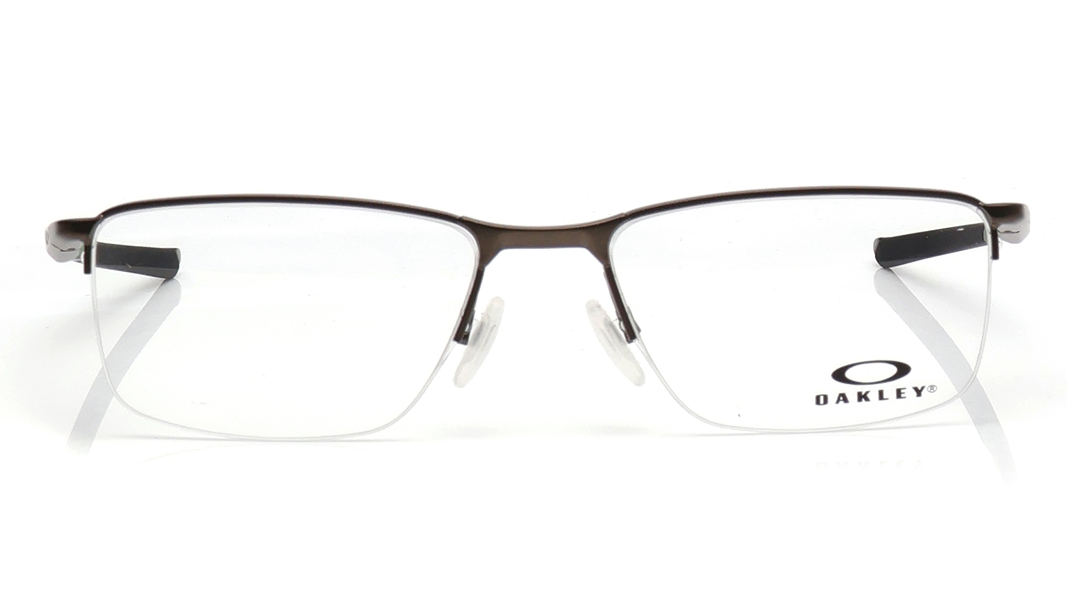 Image 1 of Brown Rectangle Eyeglasses for Men from Oakley Available at Titan Eye+