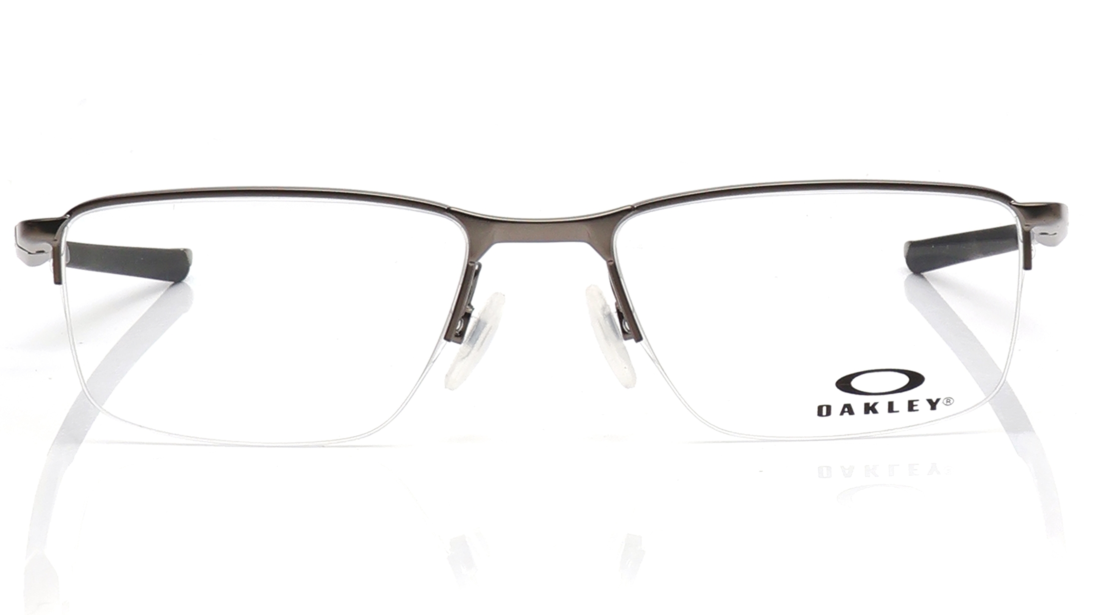 Image 1 of Gunmetal Rectangle Eyeglasses for Men from Oakley Available at Titan Eye+