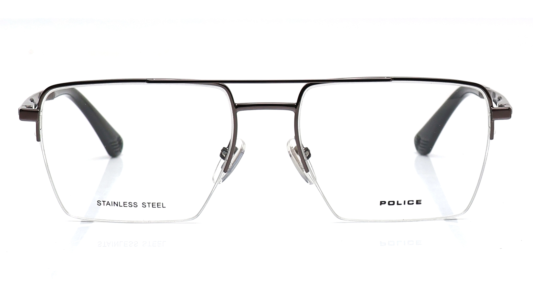 Image 1 of Grey Square Eyeglasses for Men from Police Available at Titan Eye+