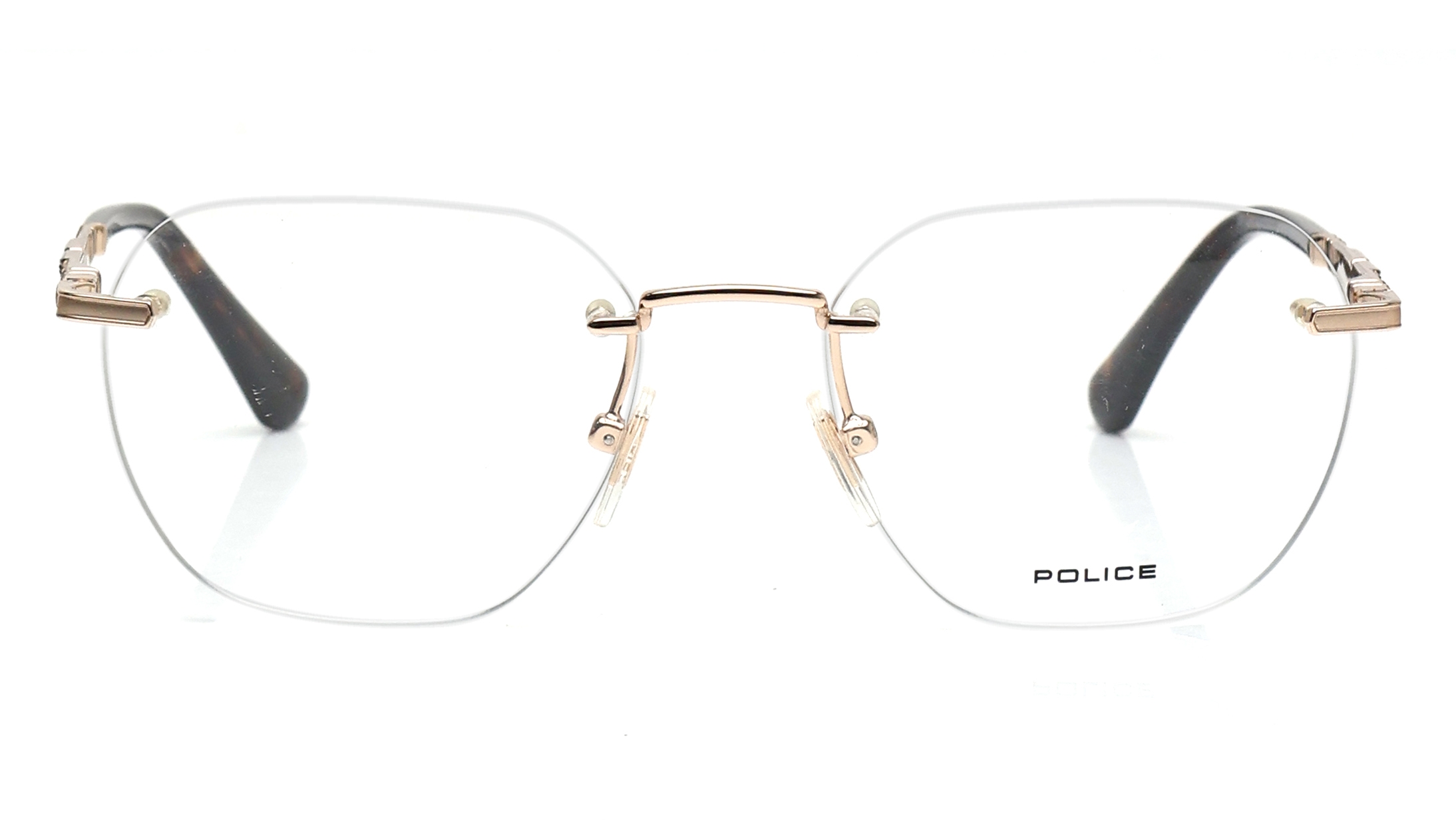Image 1 of Gold Square Eyeglasses for Men from Police Available at Titan Eye+
