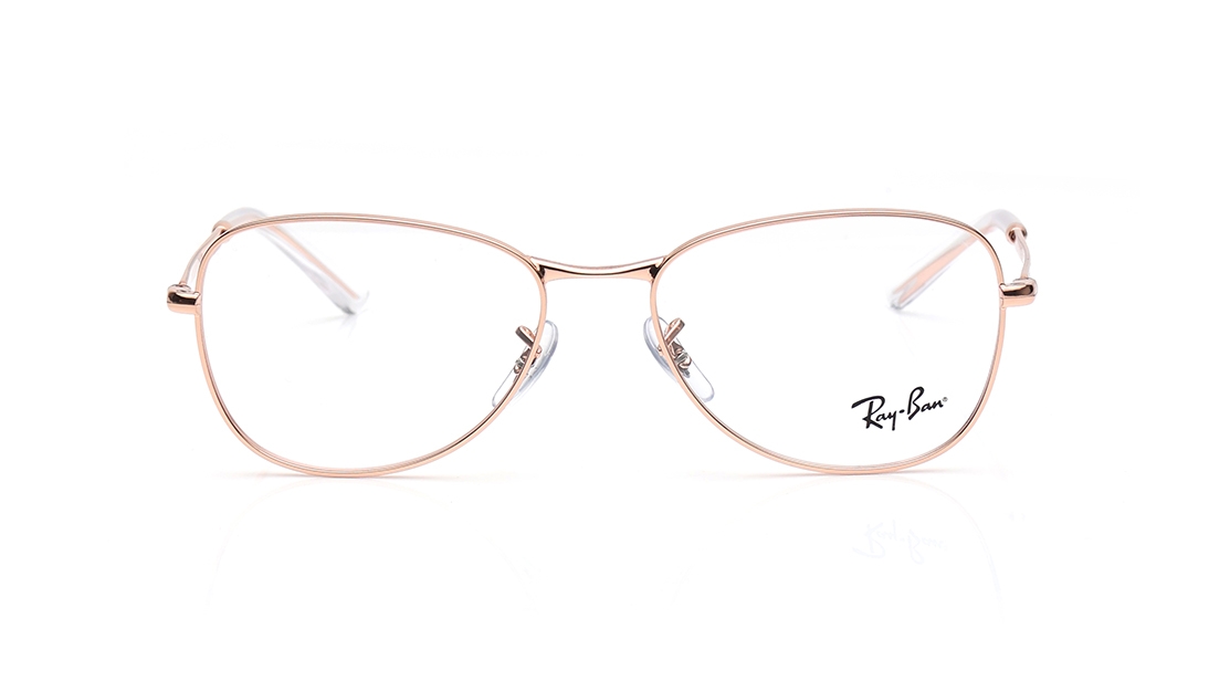 Image 1 of Rose Gold Aviator Eyeglasses for Men and Women from Rayban Available at Titan Eye+