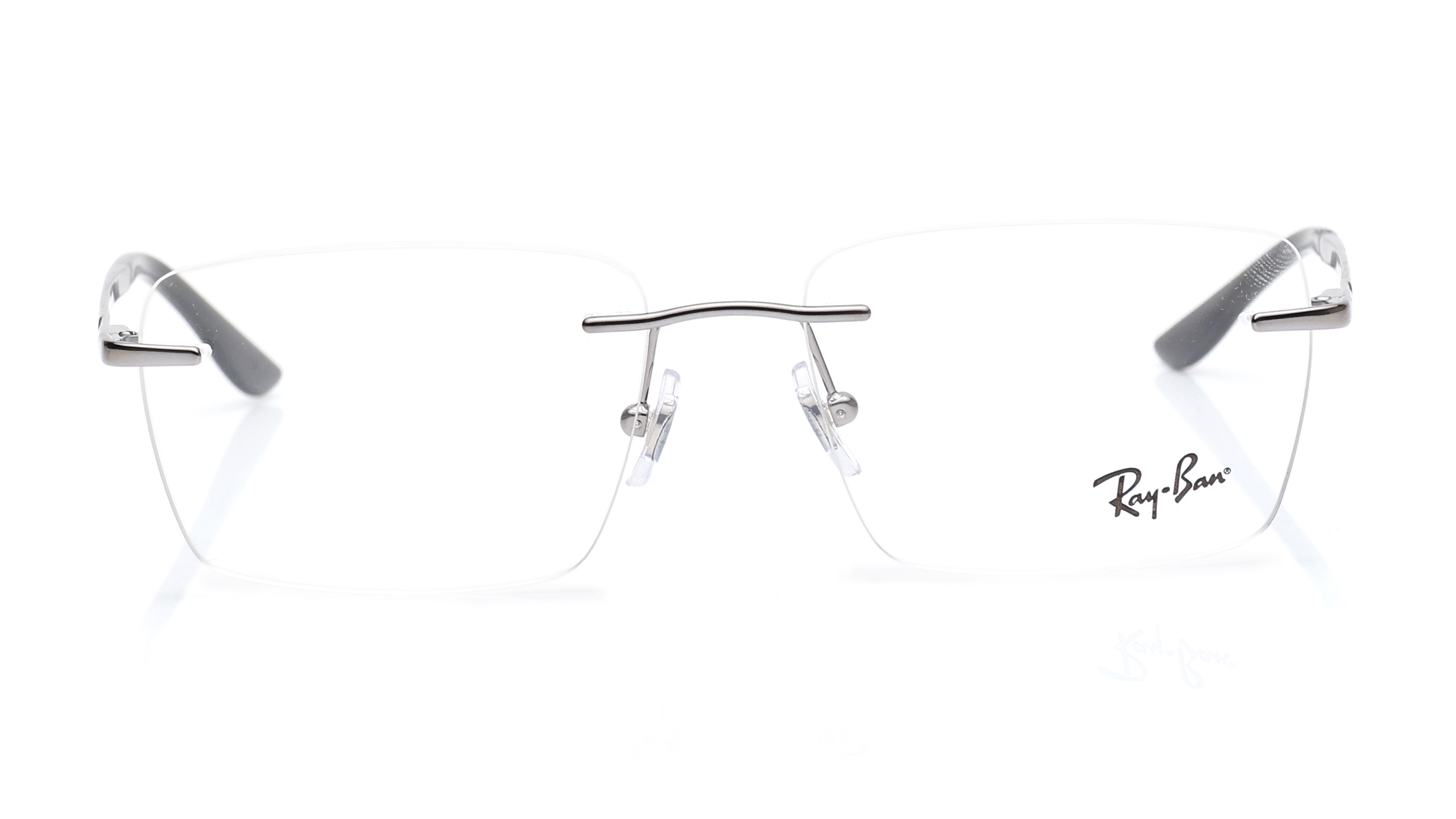 Image 1 of Gunmetal Rectangle Eyeglasses for Men and Women from Rayban Available at Titan Eye+