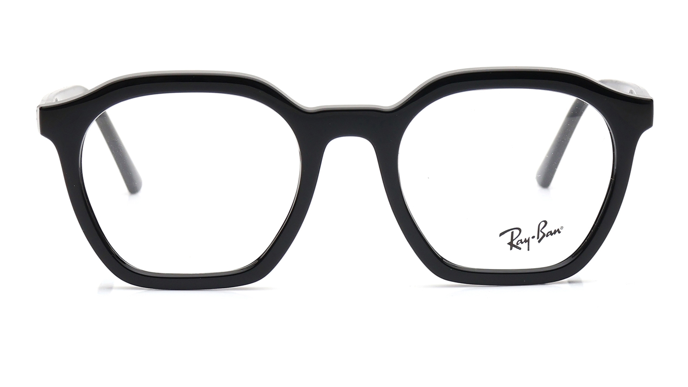 Image 1 of Black Geometric Eyeglasses for Men and Women from Rayban Available at Titan Eye+