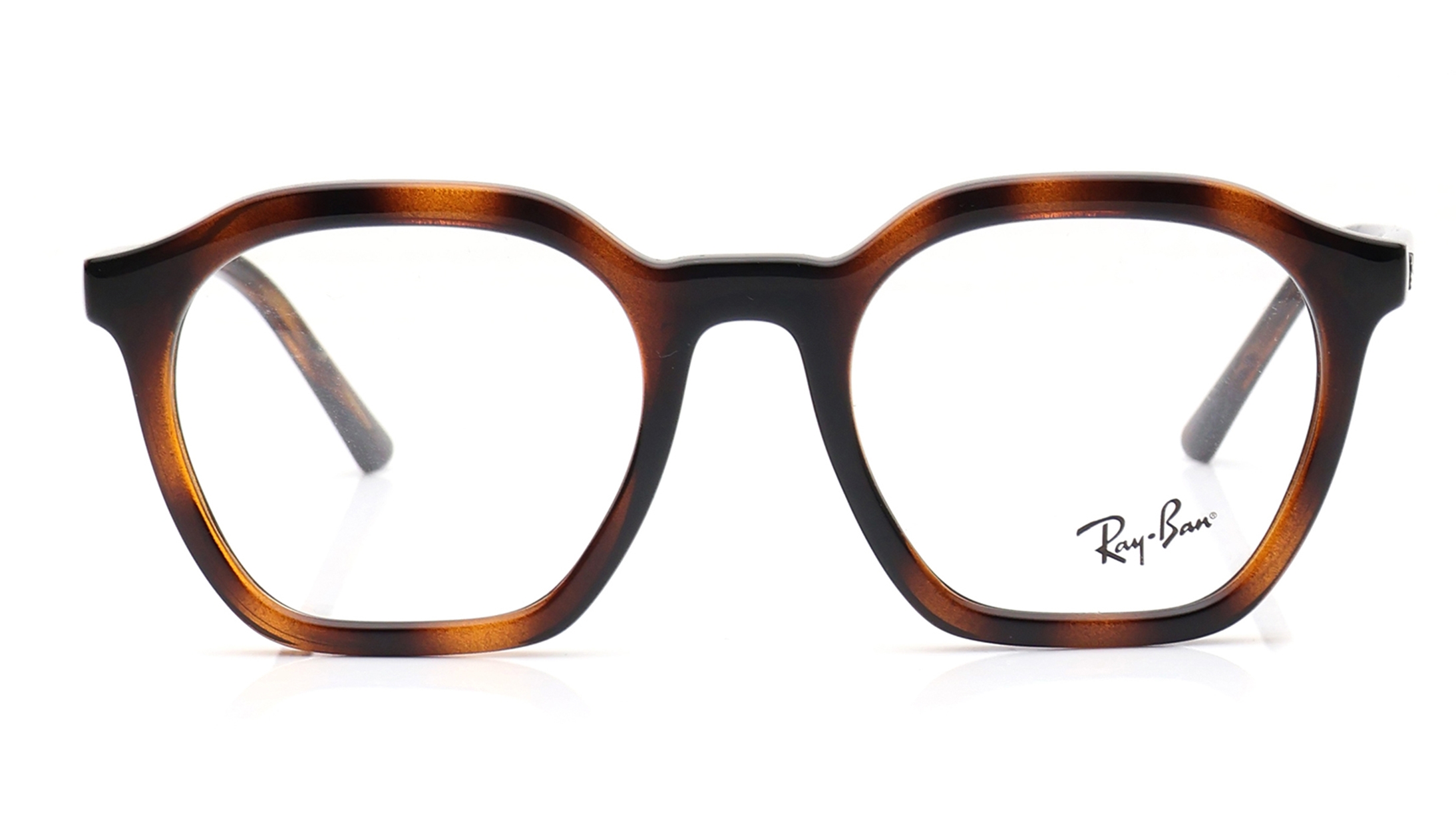 Image 1 of Havana Geometric Eyeglasses for Men and Women from Rayban Available at Titan Eye+