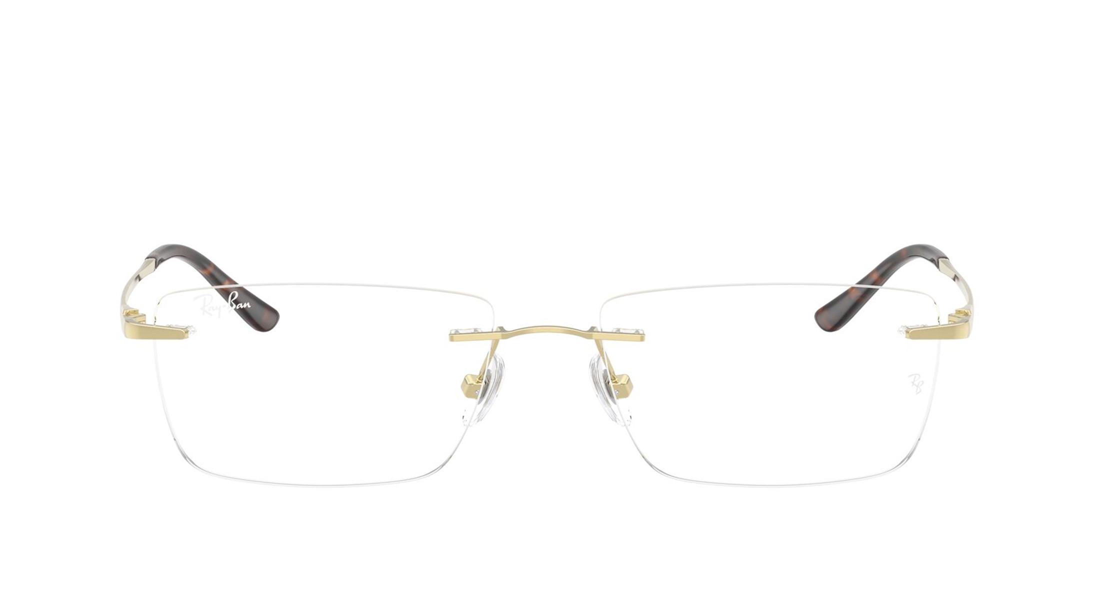 Image 1 of Gold Rectangle Eyeglasses for Men and Women from Rayban Available at Titan Eye+