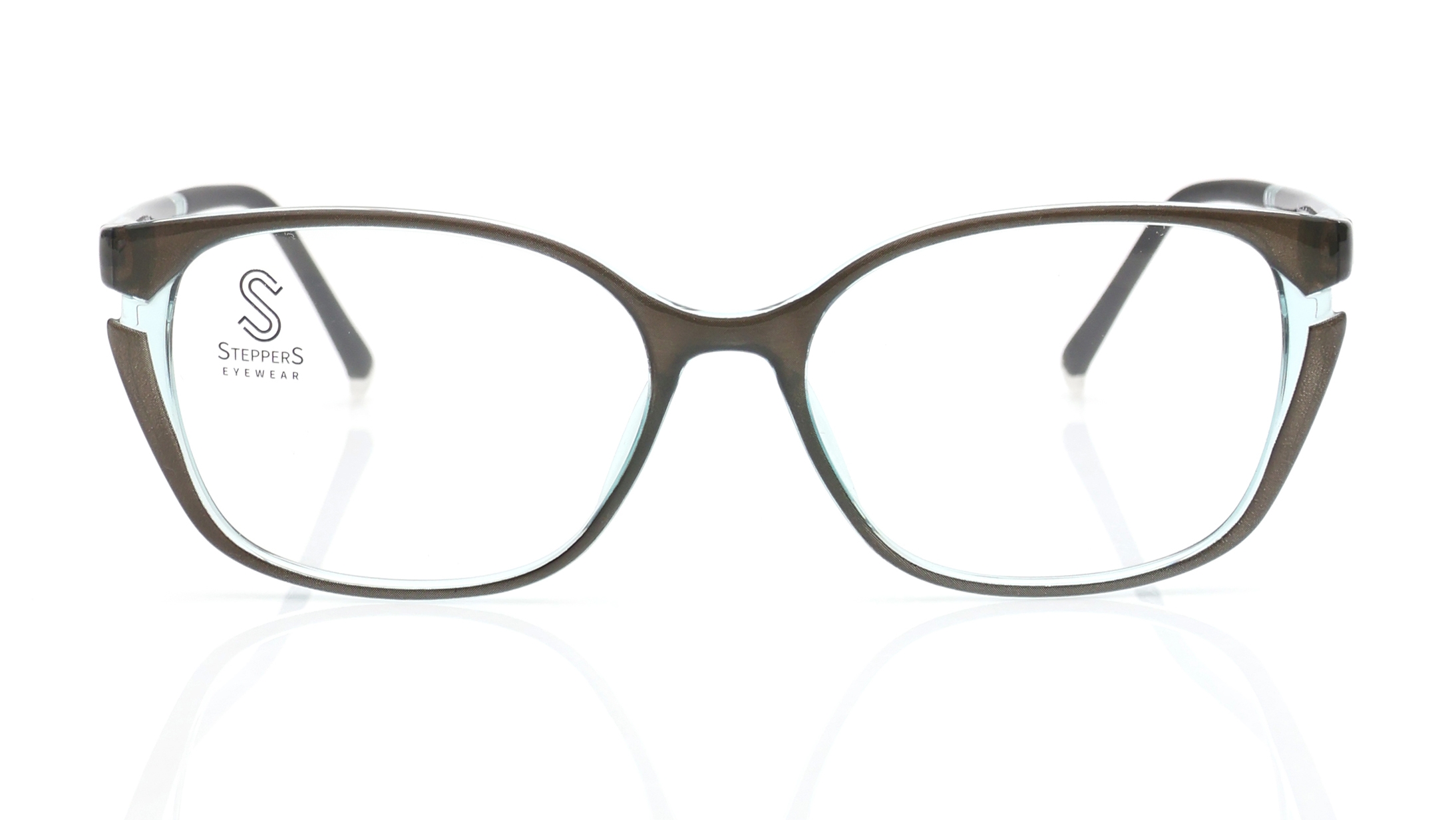 Image 1 of Grey Oval Eyeglasses for Women from Stepper Available at Titan Eye+