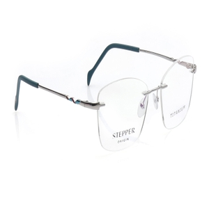 Image 2 of Silver Square Eyeglasses for Women from Stepper Available at Titan Eye+