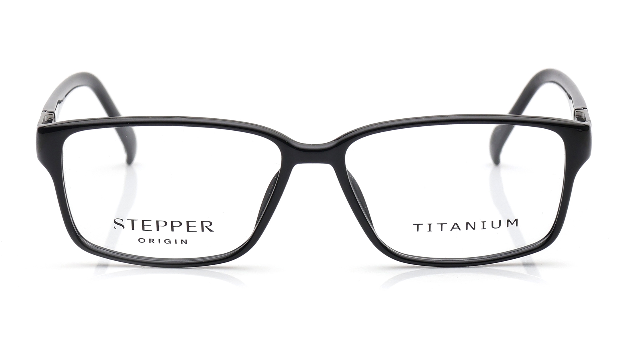 Image 1 of Black Square Eyeglasses for Men from Stepper Available at Titan Eye+