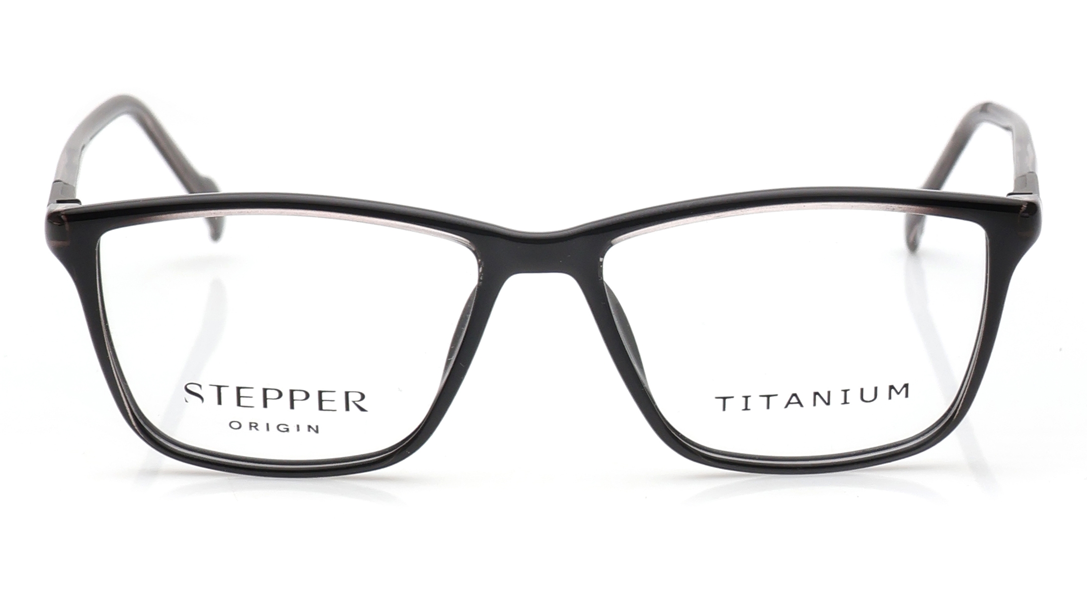 Image 1 of Black Square Eyeglasses for Men from Stepper Available at Titan Eye+