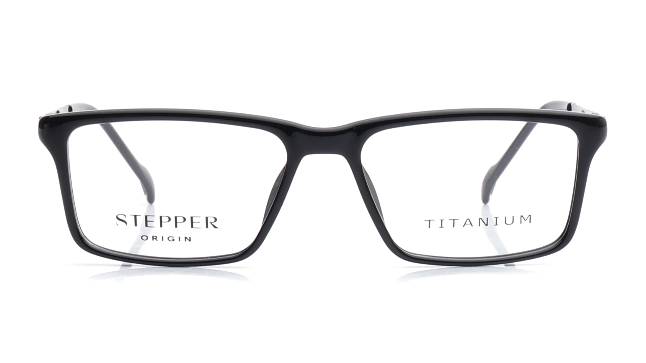 Image 1 of Black Square Eyeglasses for Men from Stepper Available at Titan Eye+