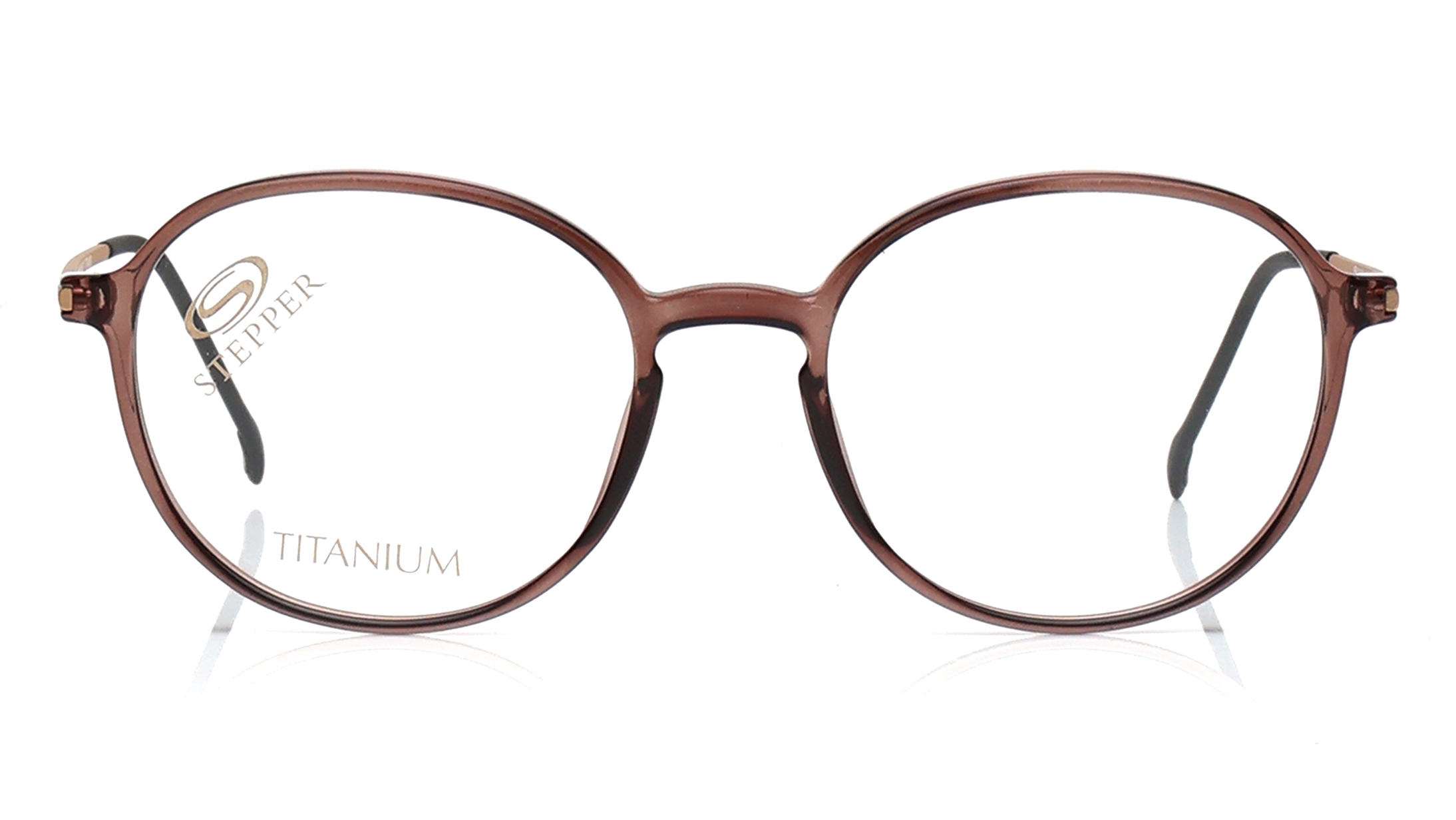 Image 1 of Brown Round Eyeglasses for Women from Stepper Available at Titan Eye+