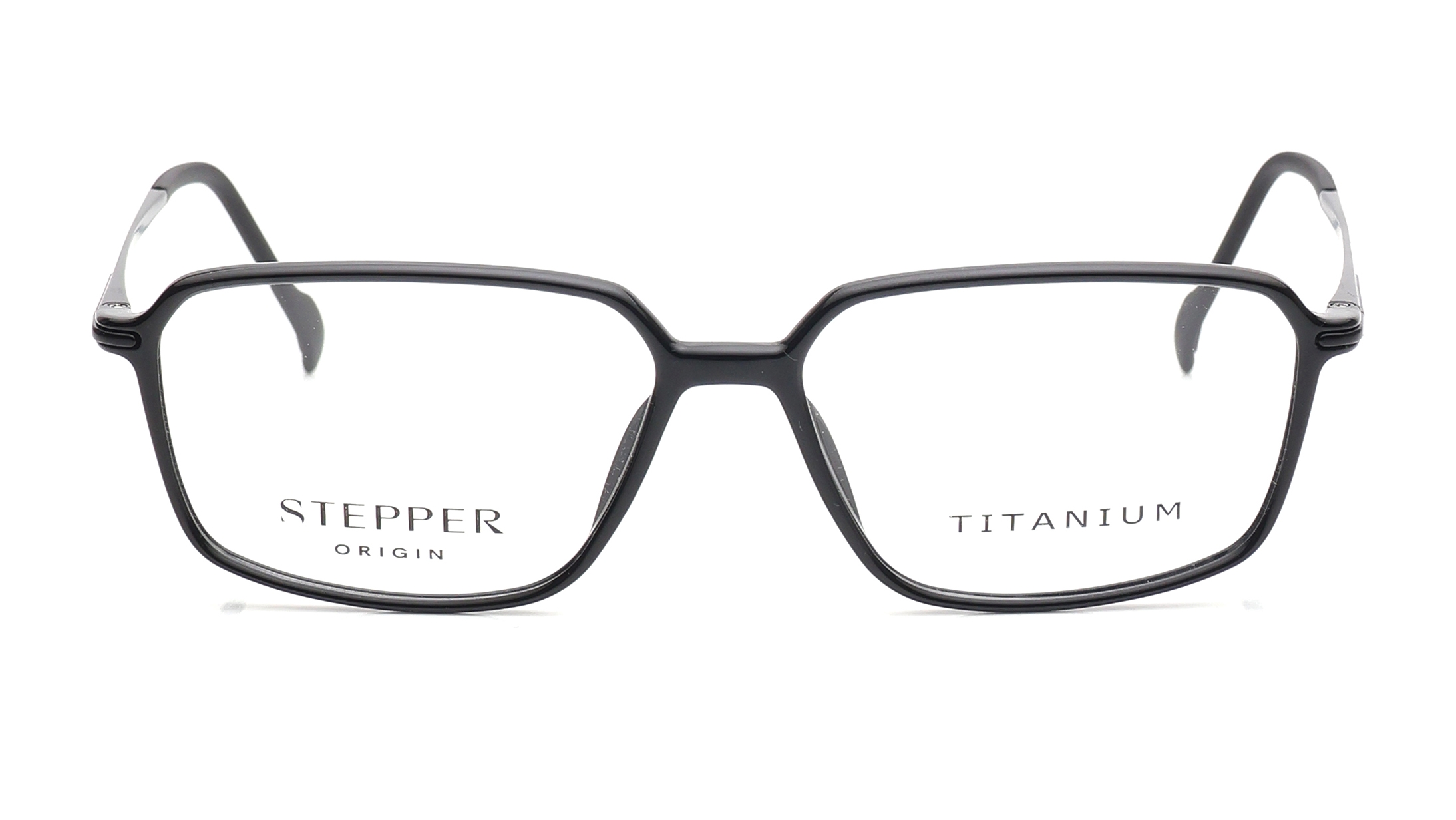 Image 1 of Black Rectangle Eyeglasses for Men from Stepper Available at Titan Eye+